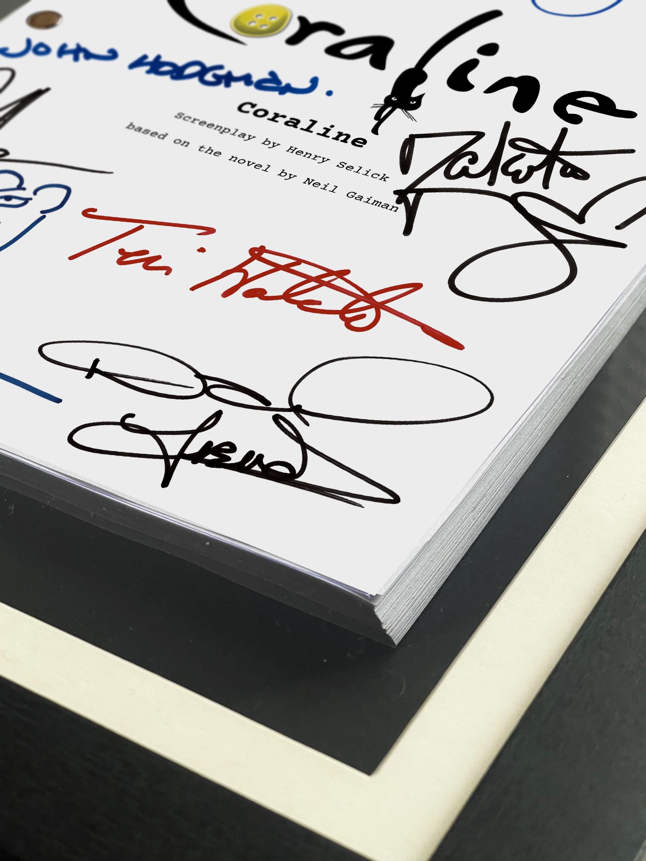 Coraline, Signed Movie Script, Full Screenplay Reproduction + Cast Autographs
