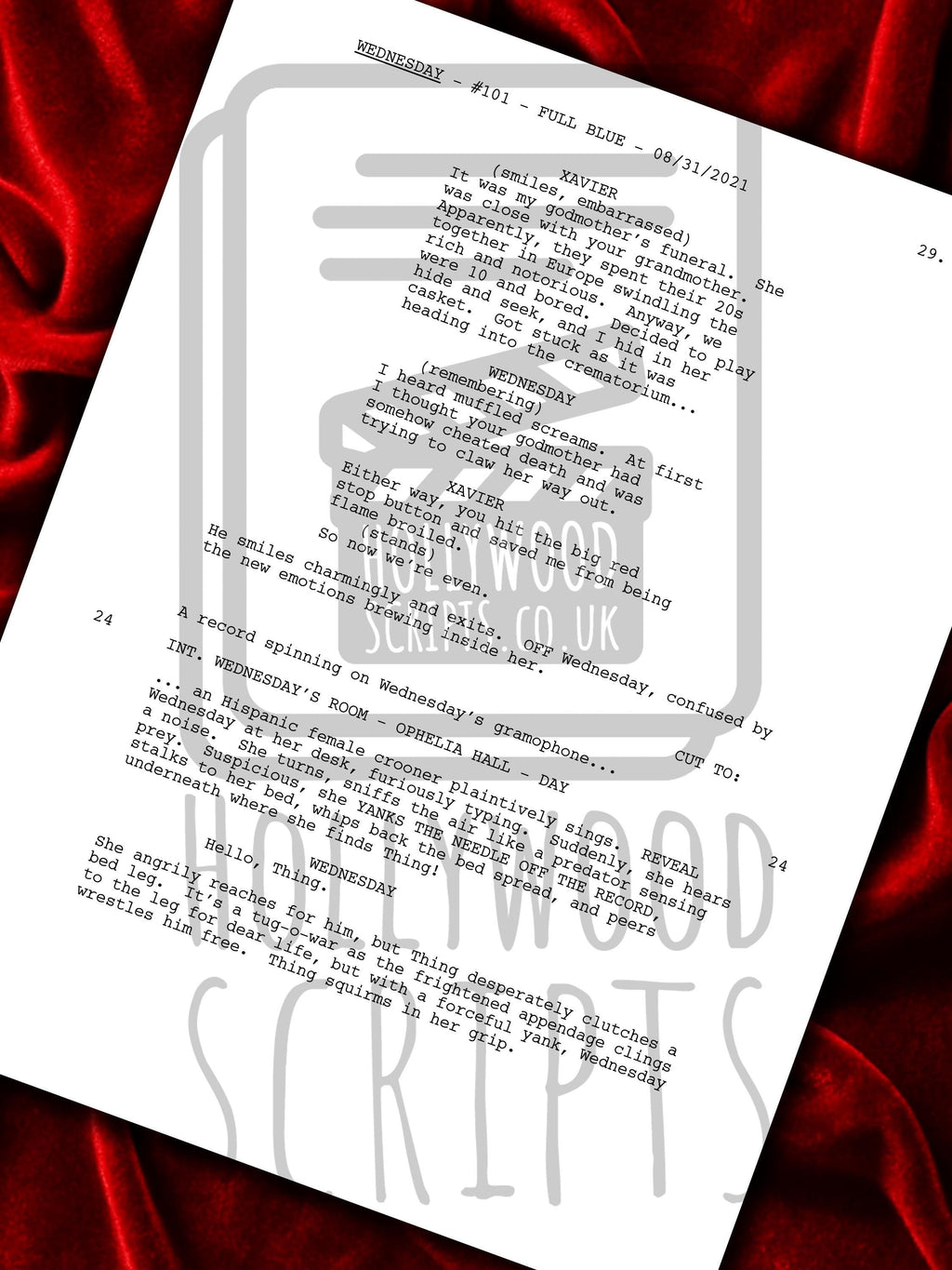 Wednesday, Signed TV Pilot Script, Full Screenplay Framed Reproduction + Cast Autographs