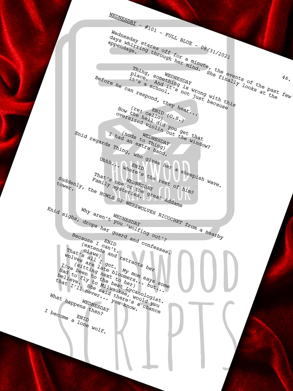 Wednesday, Signed TV Pilot Script, Full Screenplay Framed Reproduction + Cast Autographs