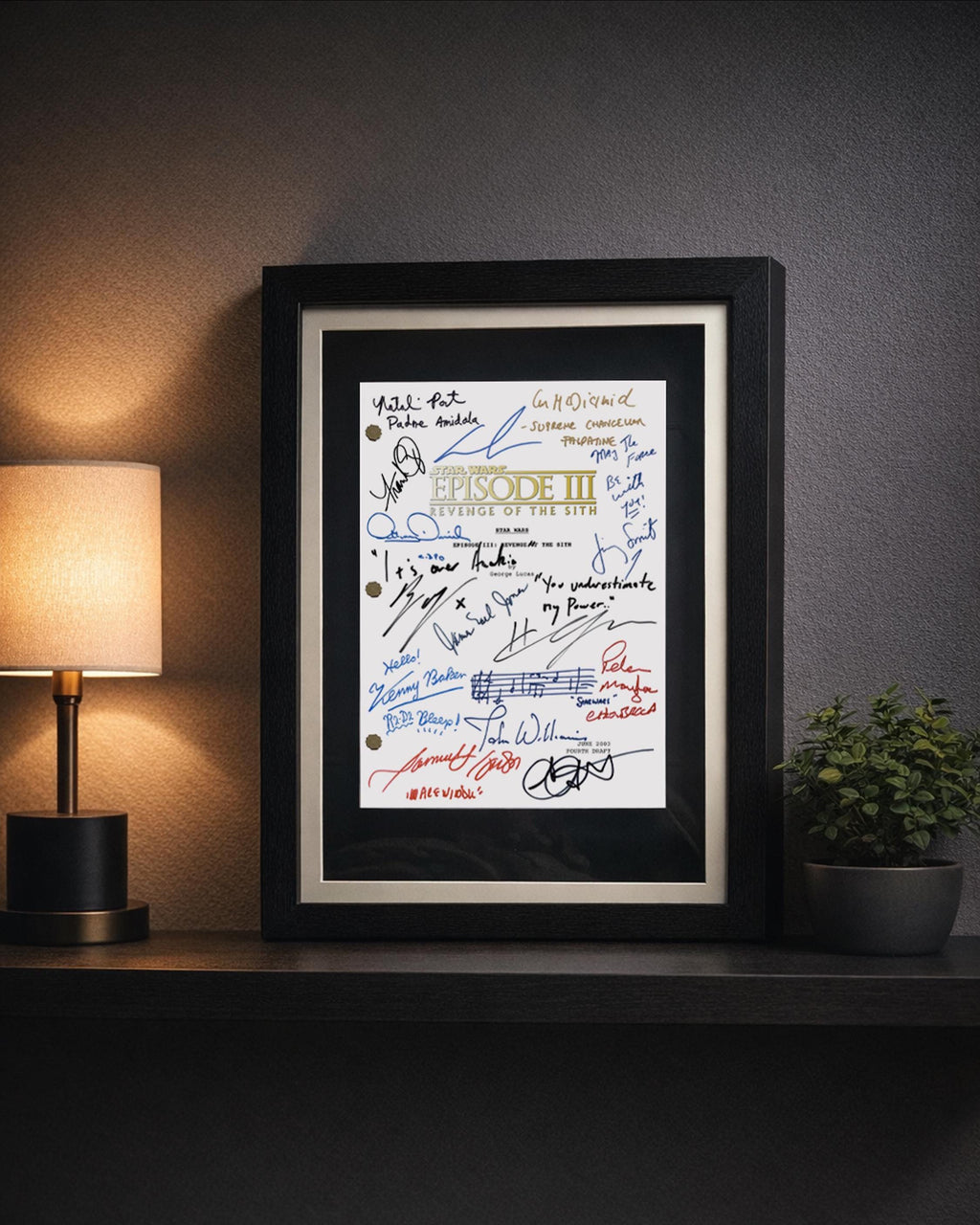 Star Wars Episode III - Revenge of the Sith, Signed Movie Script, Reproduction Full Screenplay + Cast Autographs