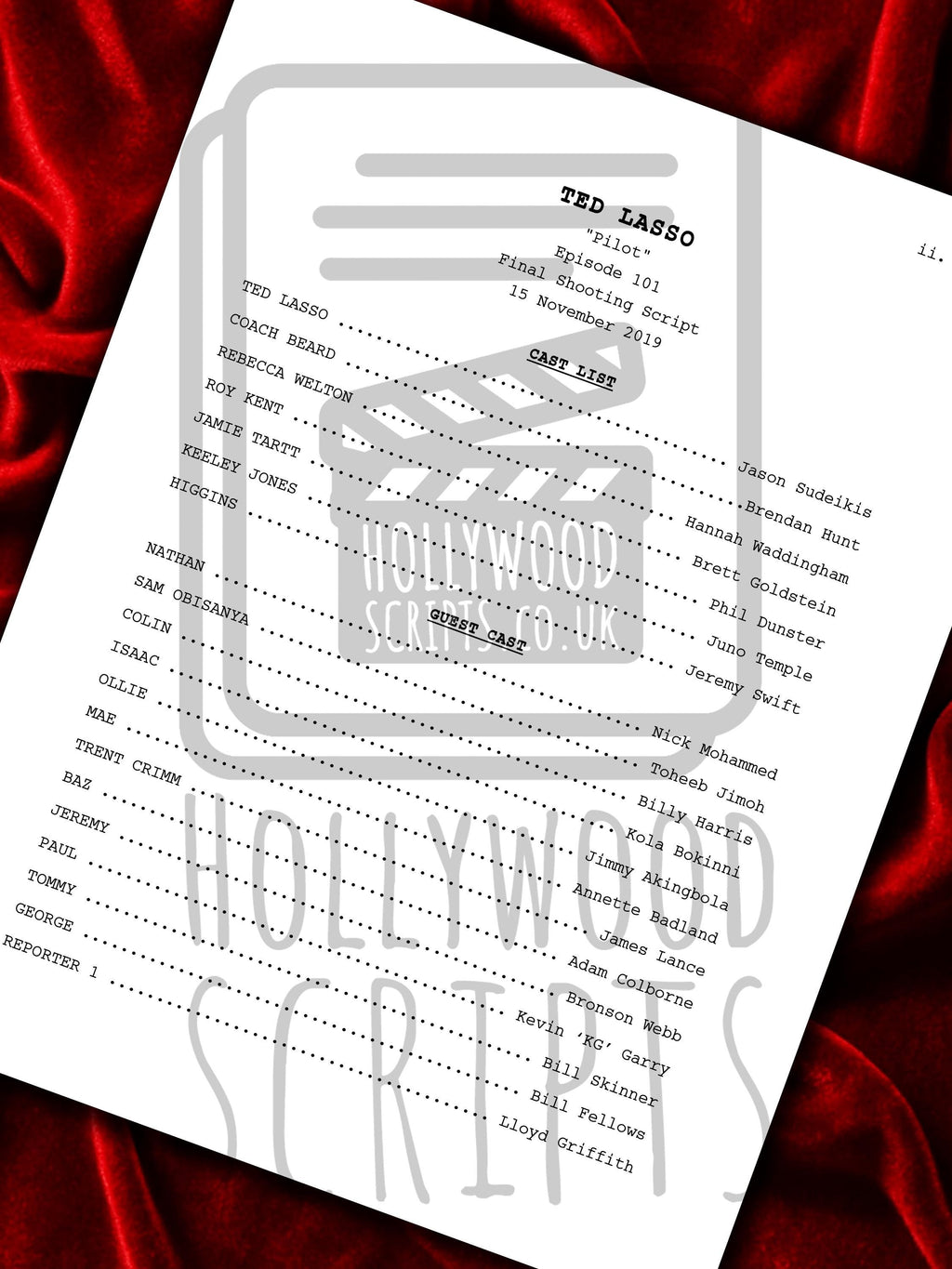 Ted Lasso, Signed TV Pilot Script, Full Screenplay Reproduction + Cast Autographs, AFC Richmond, Ted Lasso Merch