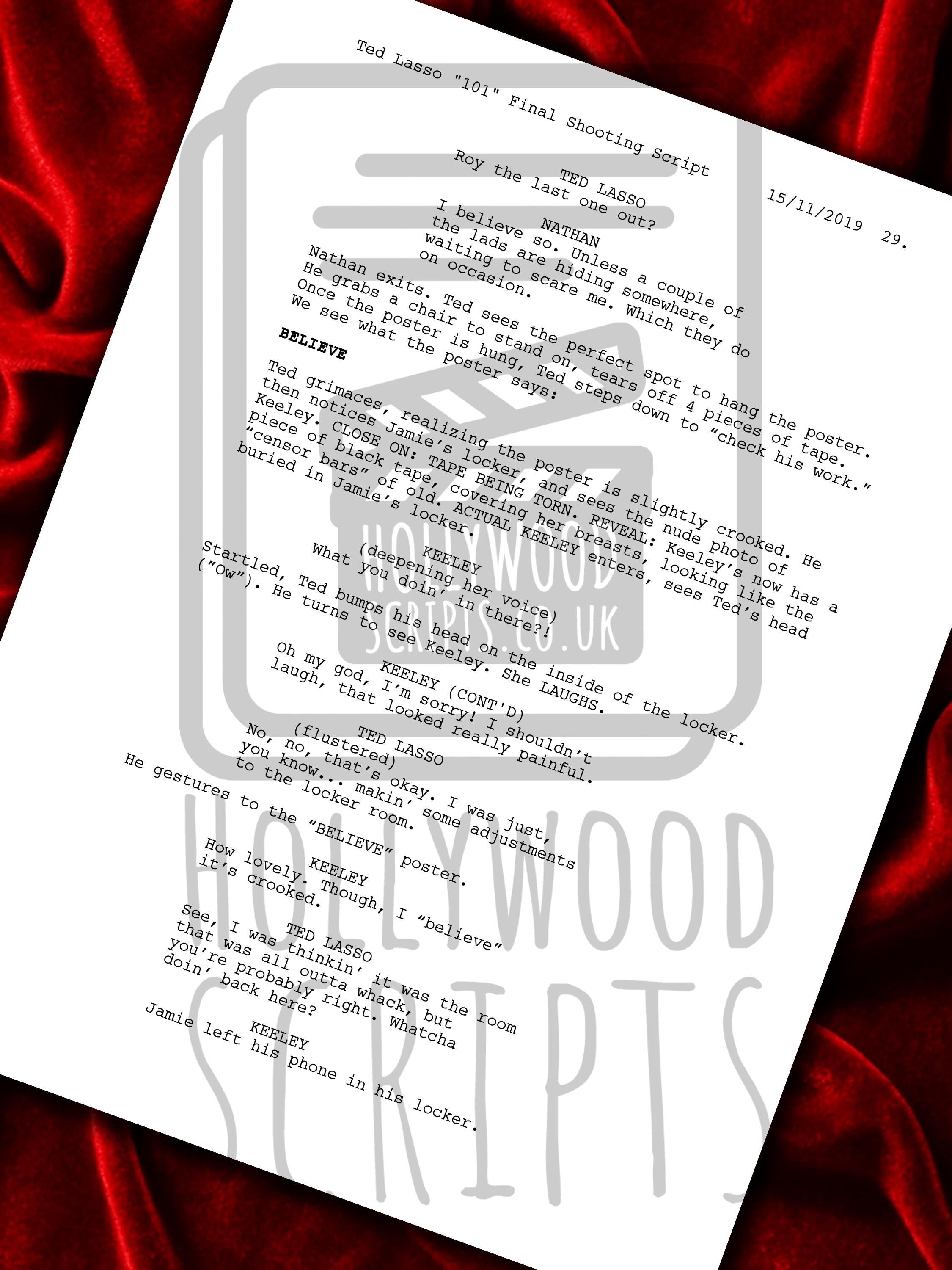Ted Lasso, Signed TV Pilot Script, Full Screenplay Reproduction + Cast Autographs, AFC Richmond, Ted Lasso Merch