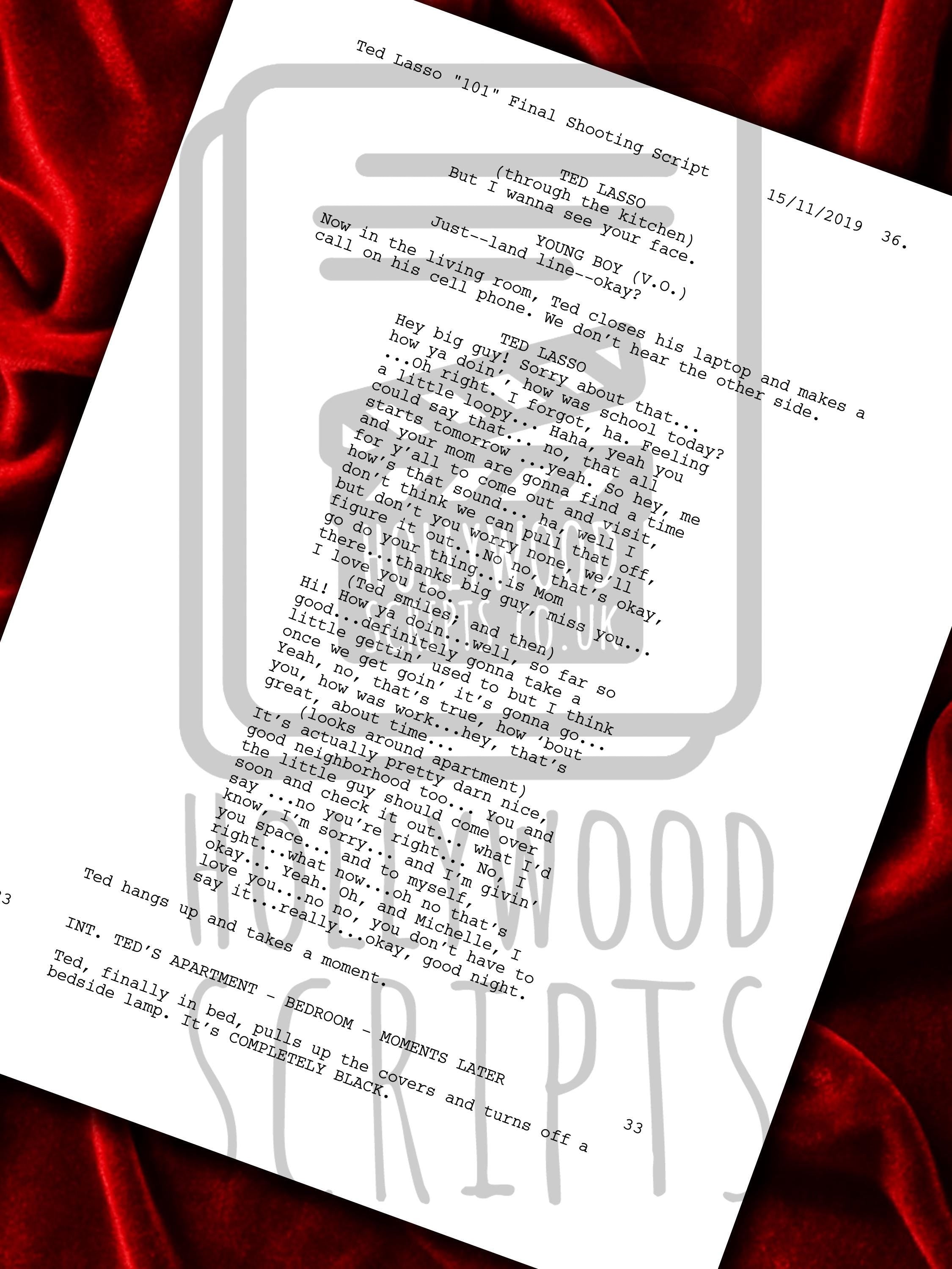Ted Lasso, Signed TV Pilot Script, Full Screenplay Reproduction + Cast Autographs, AFC Richmond, Ted Lasso Merch