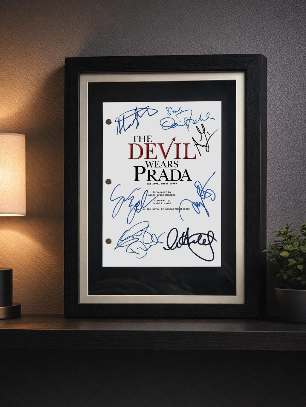 Devil Wears Prada Signed Movie Script, Full Screenplay Framed Reproduction + Cast Autographs