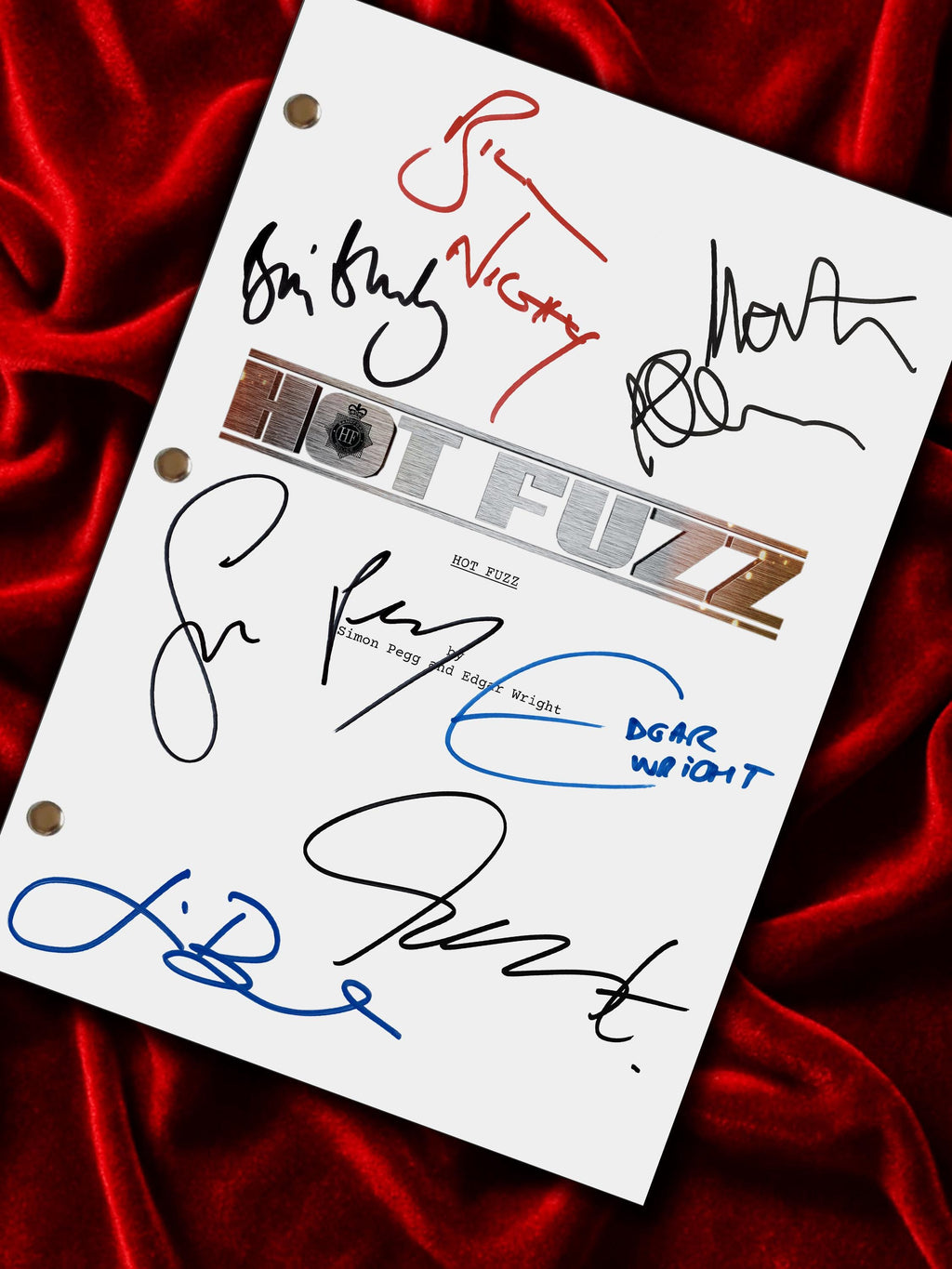Hot Fuzz, Signed Movie Script, Full Screenplay Reproduction, Greater Good, Sandford + Cast Autographs