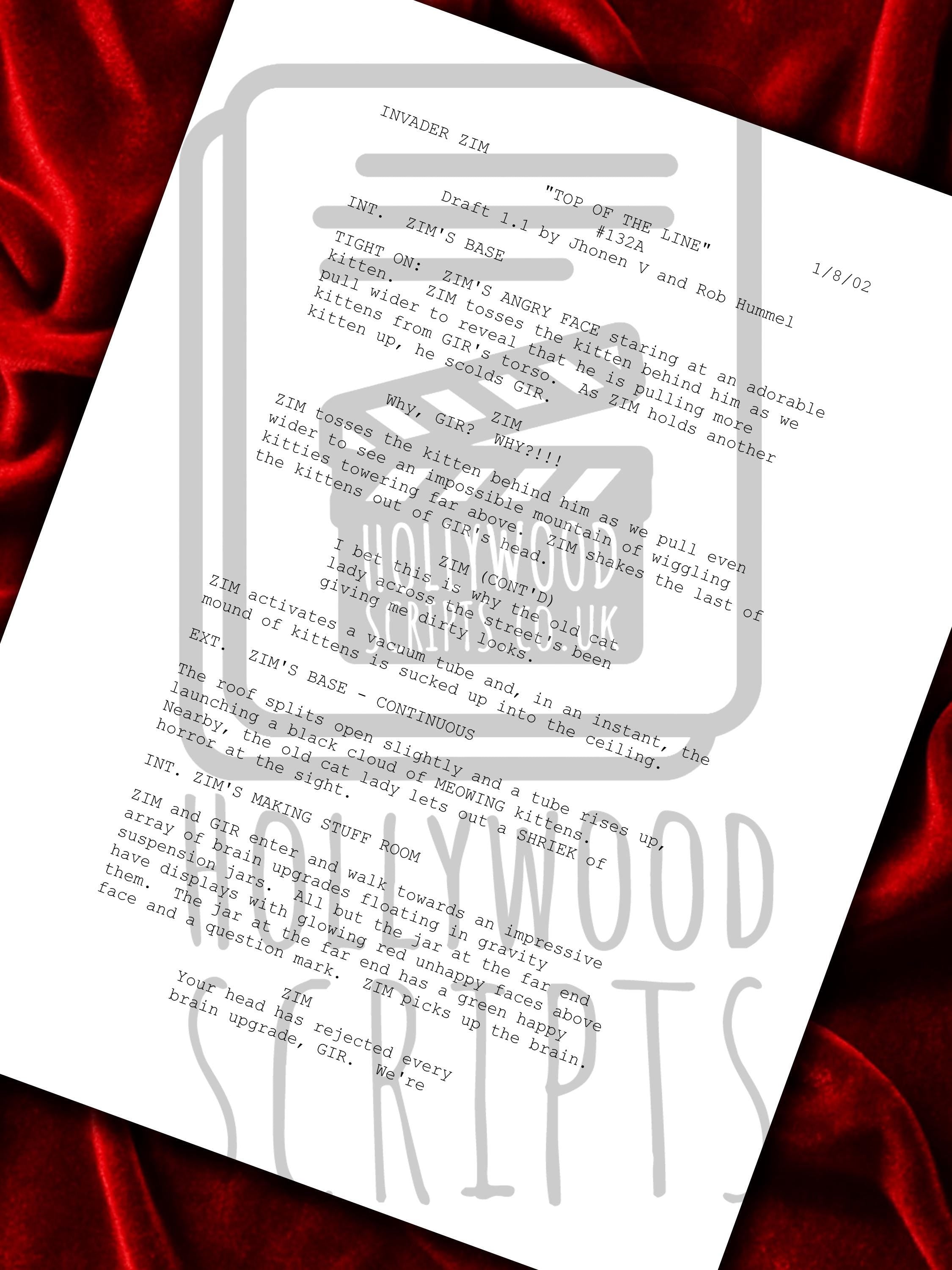 Invader Zim, Signed TV Pilot Script, Full Screenplay Framed Reproduction, Dib Membrane + Cast Autographs