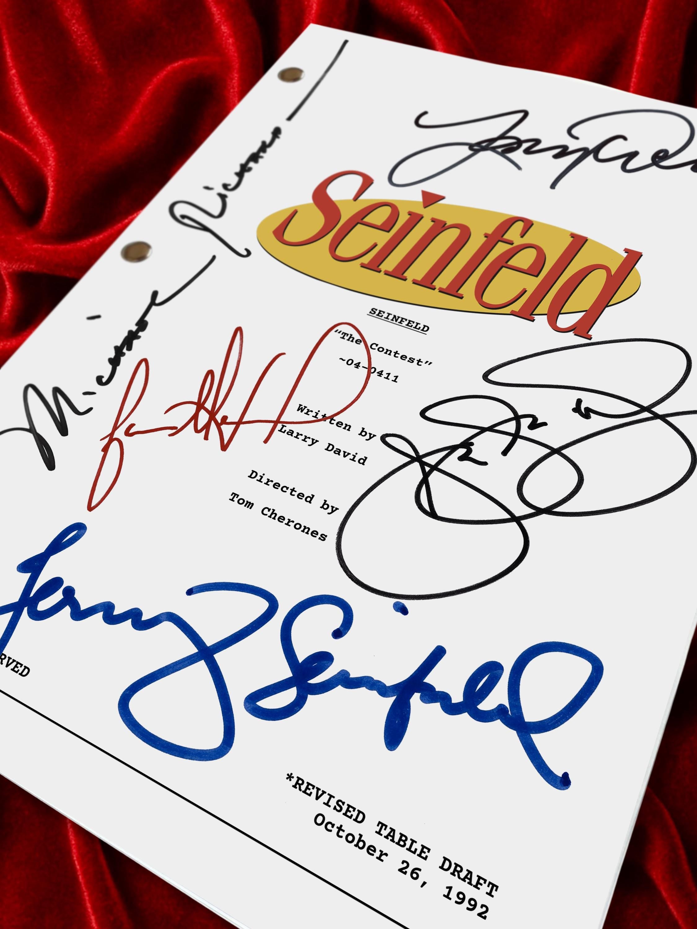 Seinfeld Signed TV Script, The Contest, Full Screenplay Reproduction + Cast Autographs
