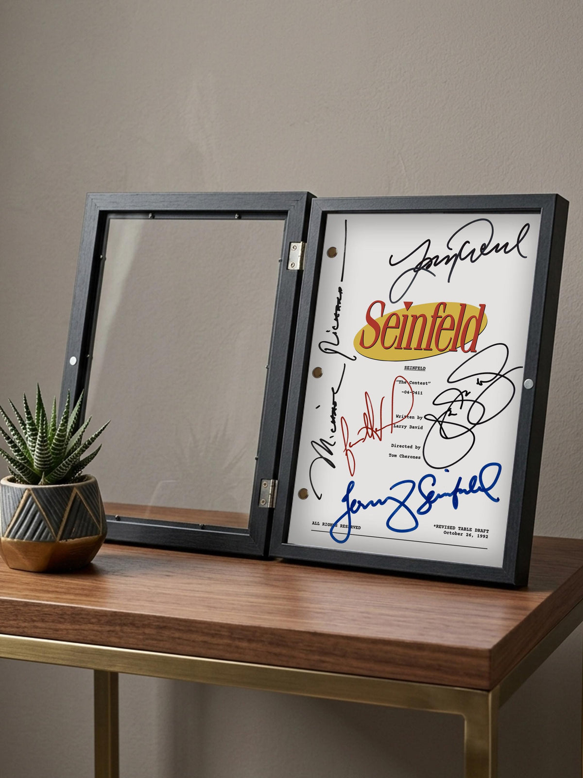 Seinfeld Signed TV Script, The Contest, Full Screenplay Reproduction + Cast Autographs