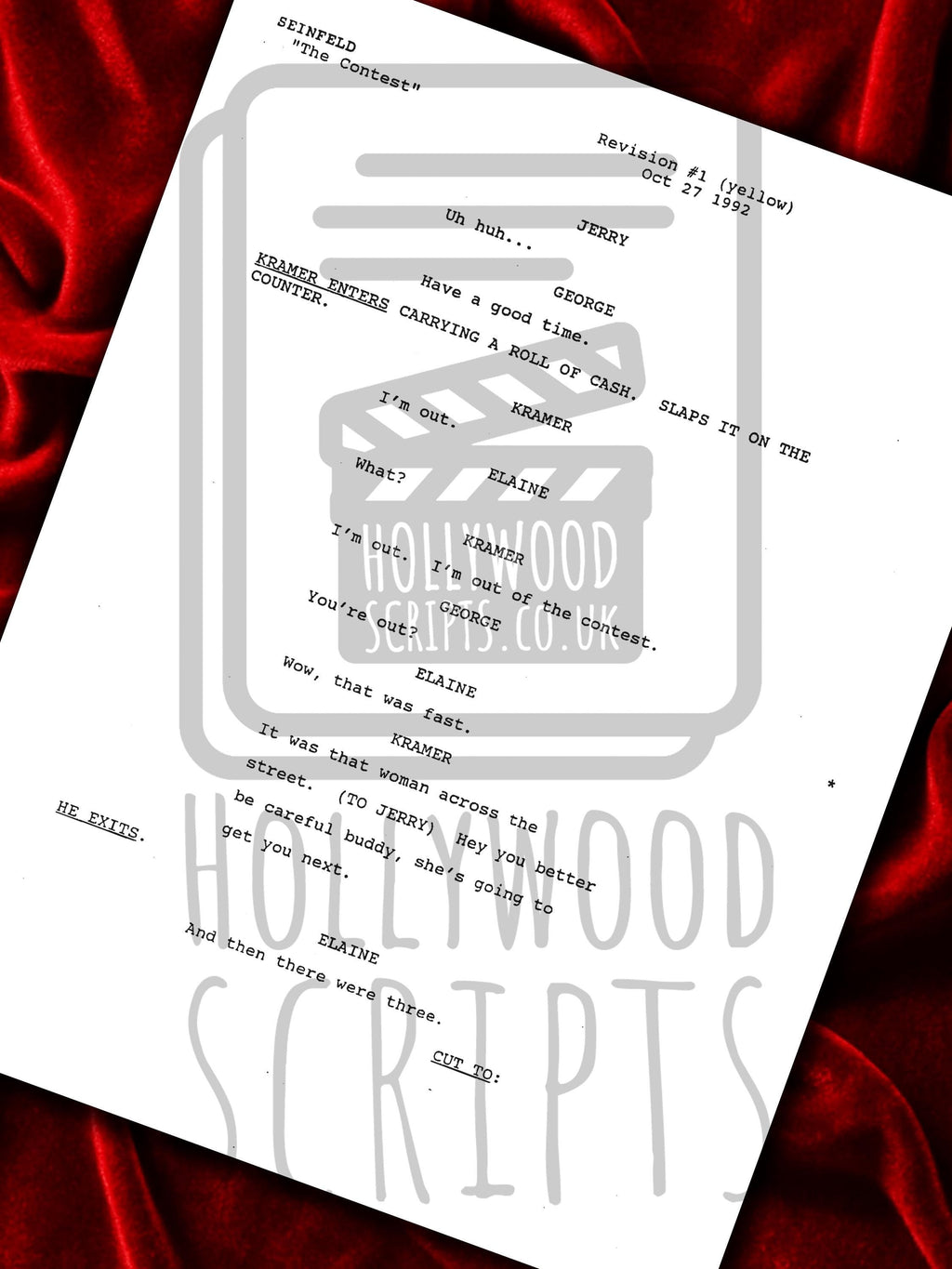 Seinfeld, Signed TV Script, The Contest, Full Screenplay Framed Reproduction + Cast Autographs