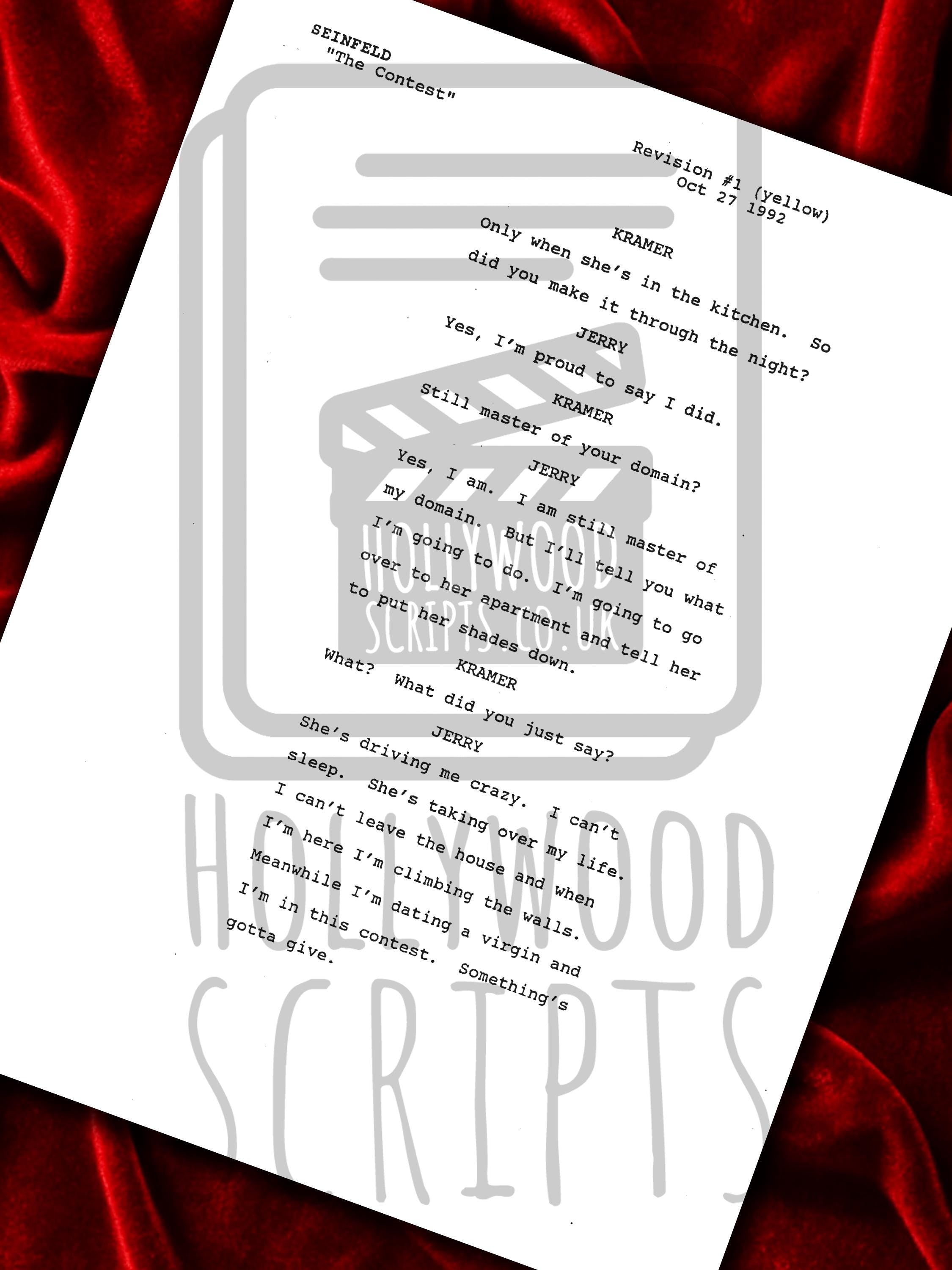Seinfeld Signed TV Script, The Contest, Full Screenplay Reproduction + Cast Autographs