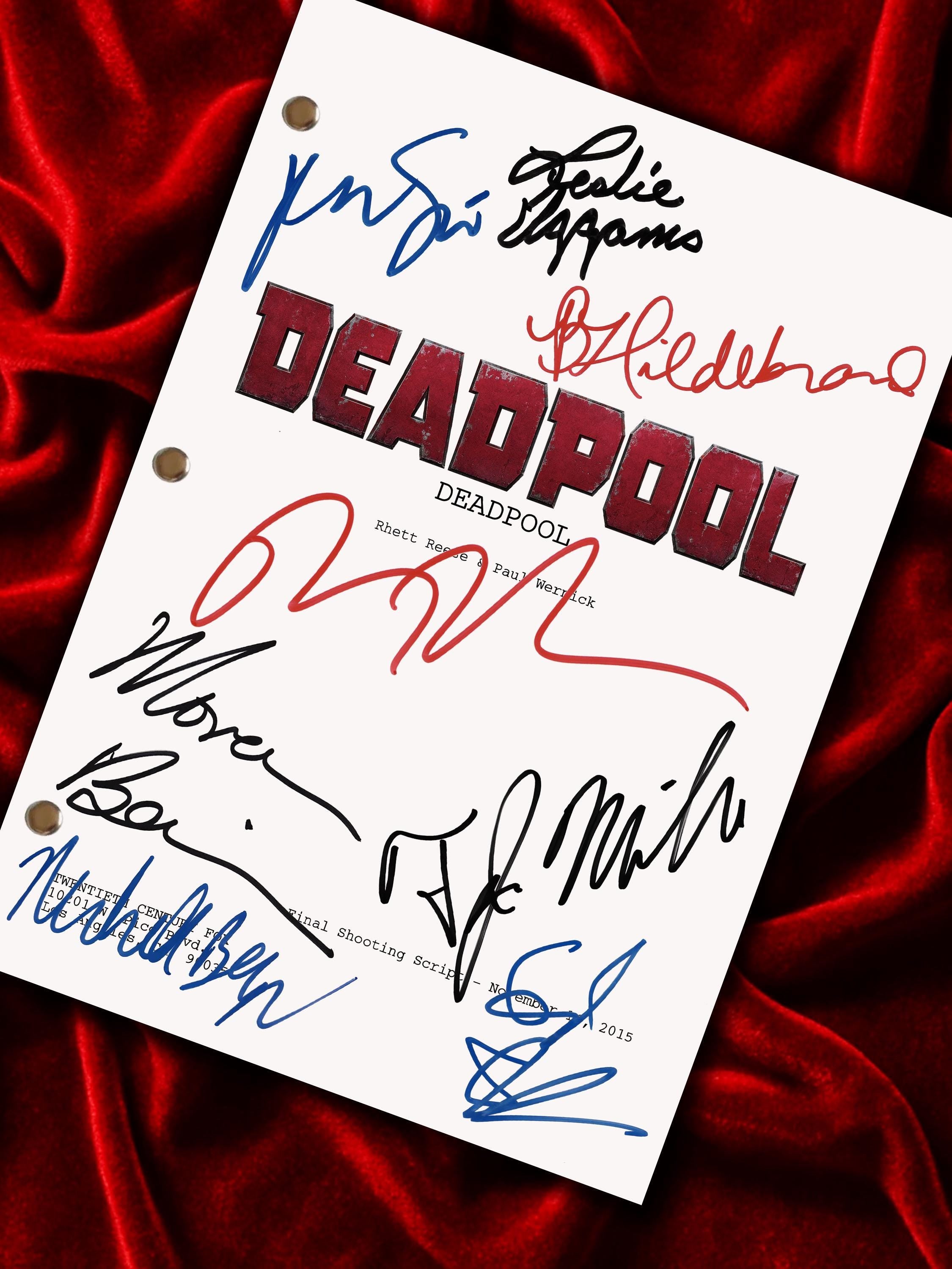 Deadpool, Signed Movie Script, Full Screenplay Reproduction + Cast Autographs