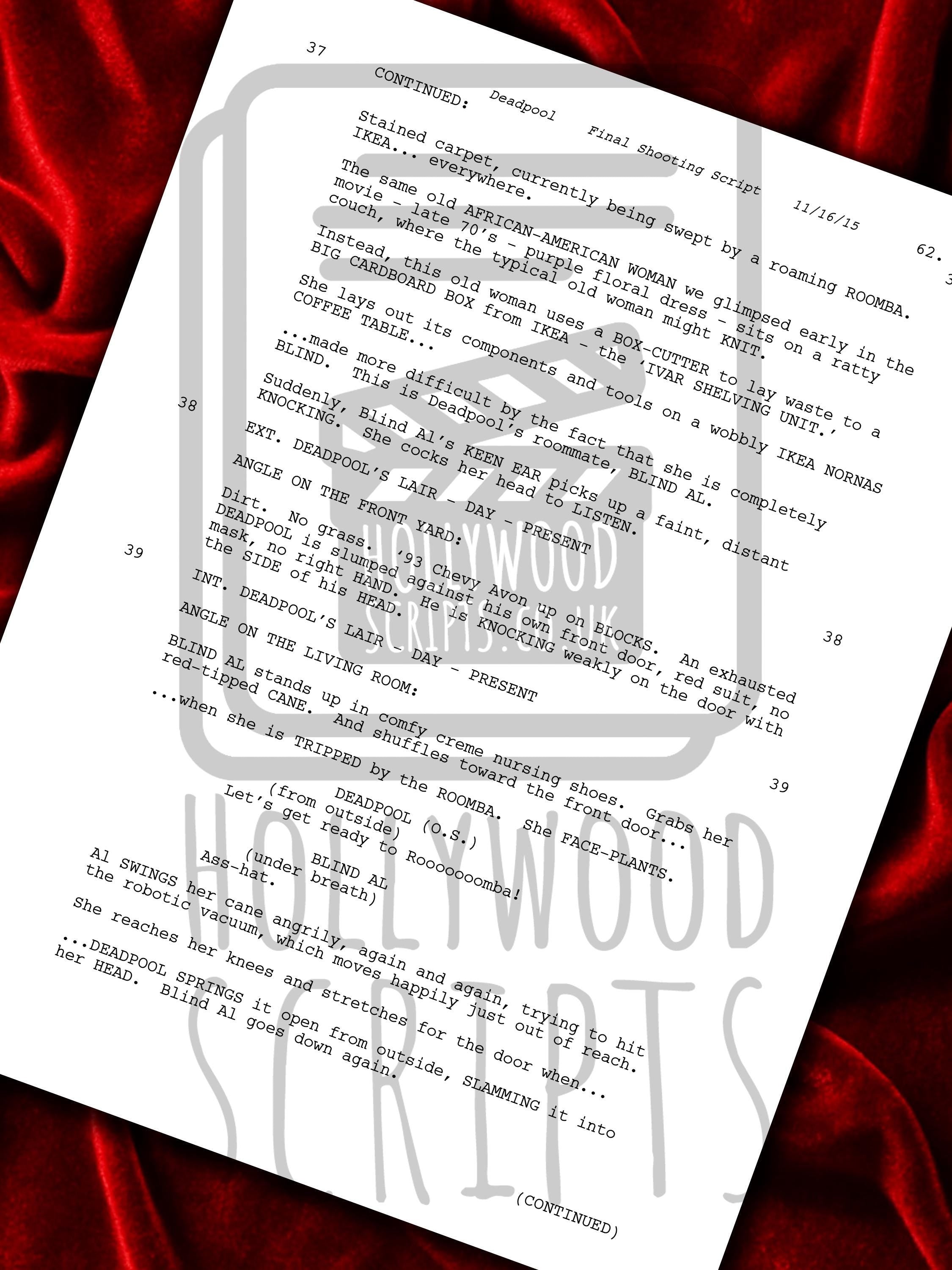 Deadpool, Signed Movie Script, Full Screenplay Reproduction + Cast Autographs