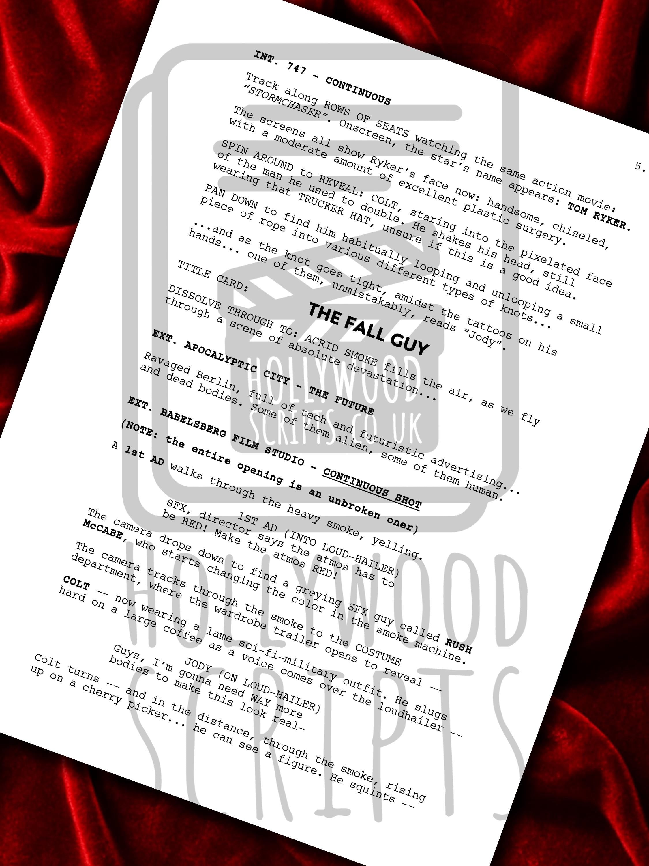 The Fall Guy Signed Movie Script Reproduction Framed Screenplay