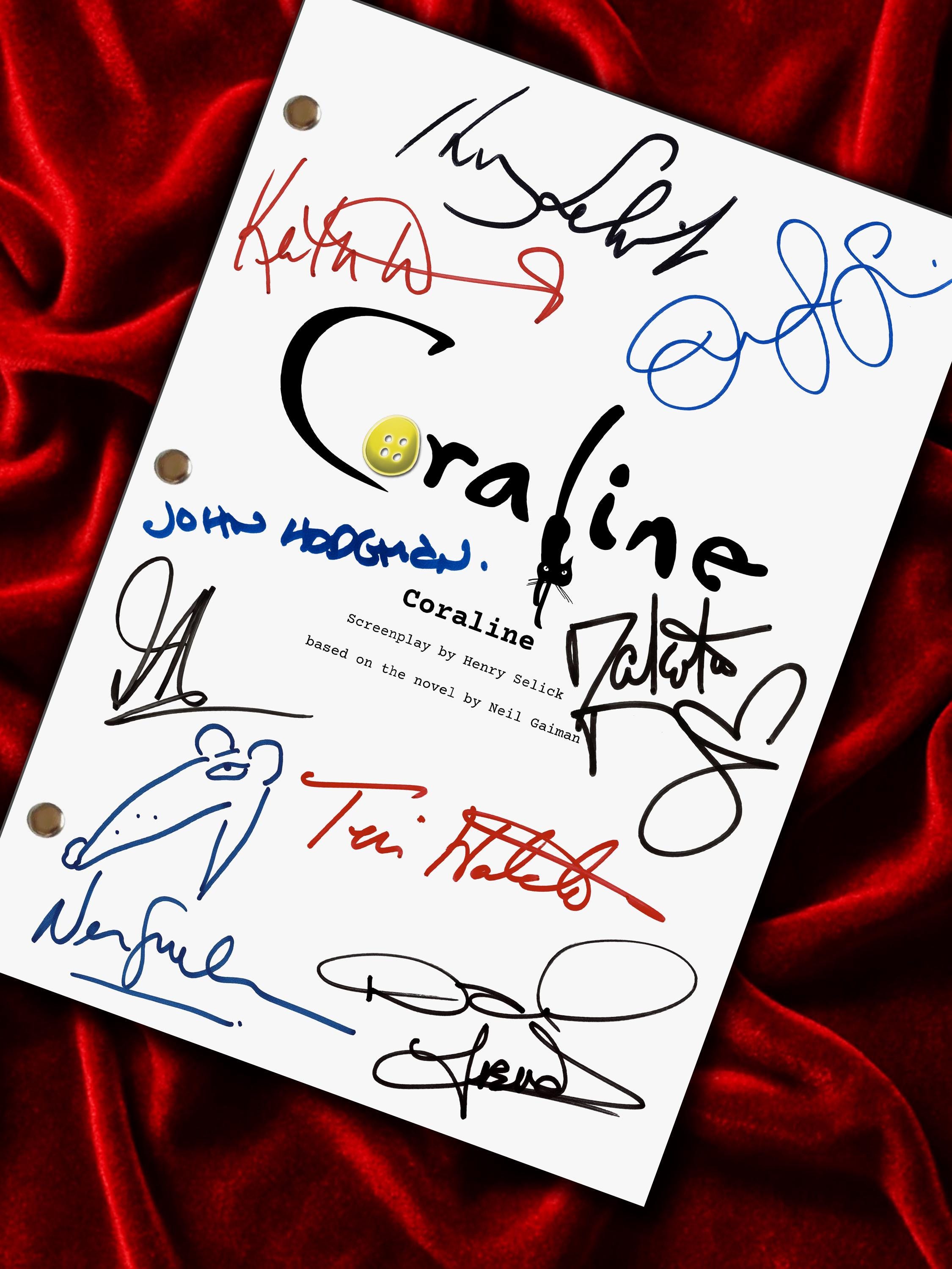 Coraline, Signed Signed Movie Script, Full Screenplay Reproduction, Corpse Bride, Good Omens + Cast Autographs