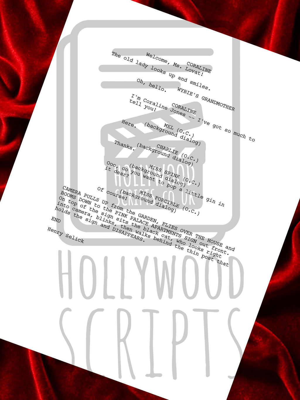 Coraline, Signed Movie Script, Full Screenplay Reproduction + Cast Autographs