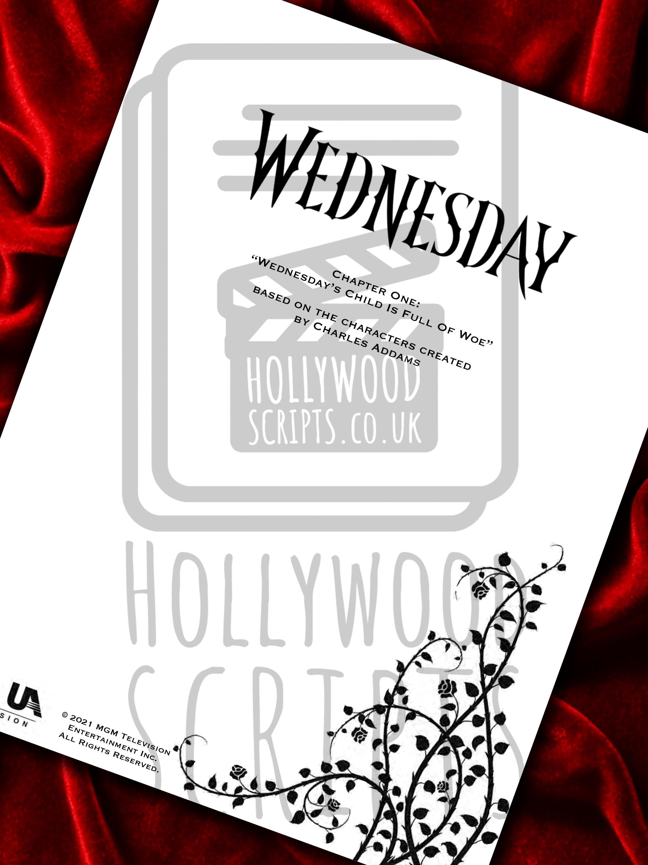 Wednesday, Signed TV Pilot Script, Full Screenplay Framed Reproduction + Cast Autographs