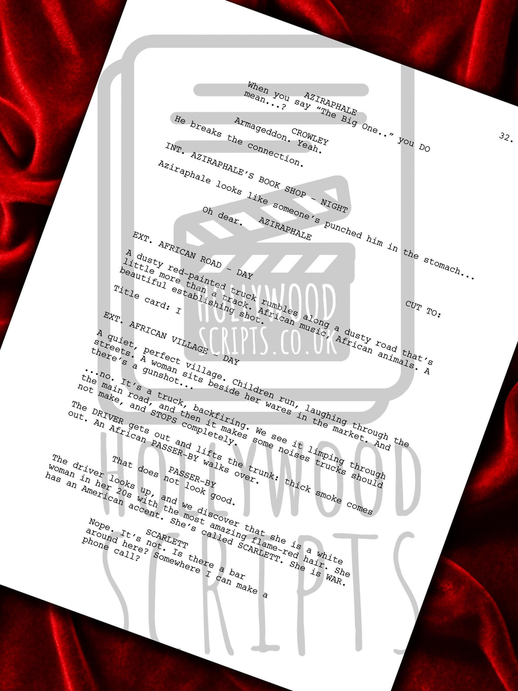 GOOD OMENS Signed TV Pilot Script, Framed Screenplay Reproduction