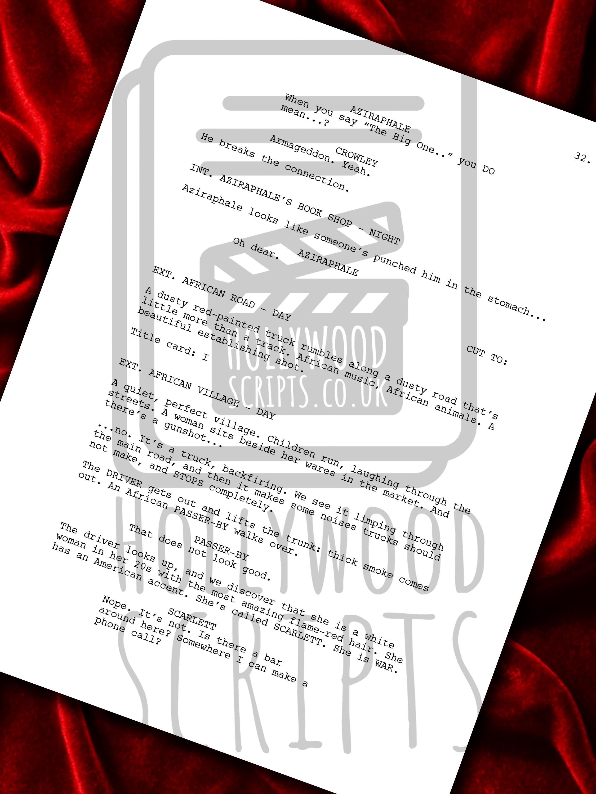 GOOD OMENS Signed TV Pilot Script, Framed Screenplay Reproduction