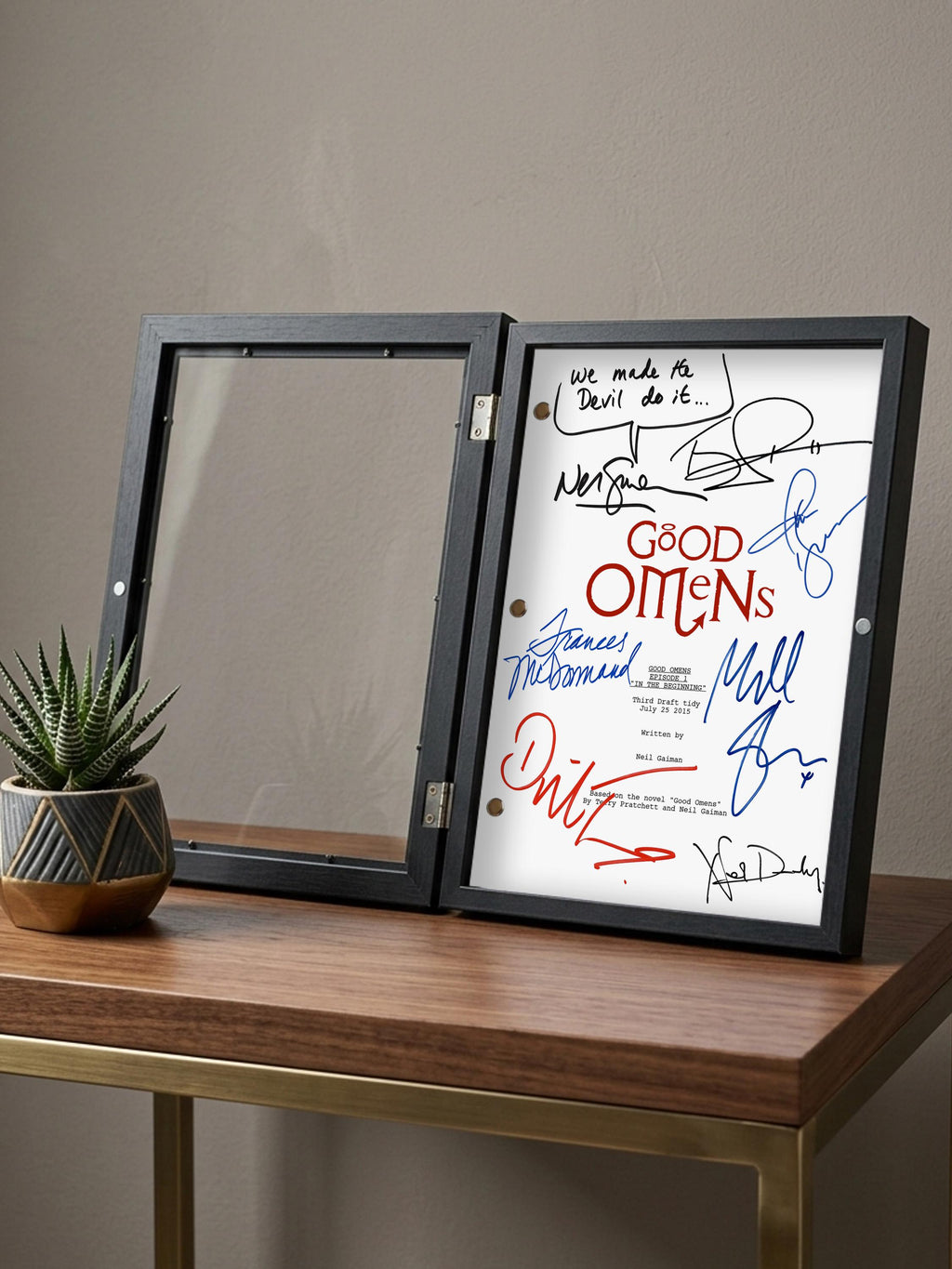 GOOD OMENS Signed TV Pilot Script, Framed Screenplay Reproduction