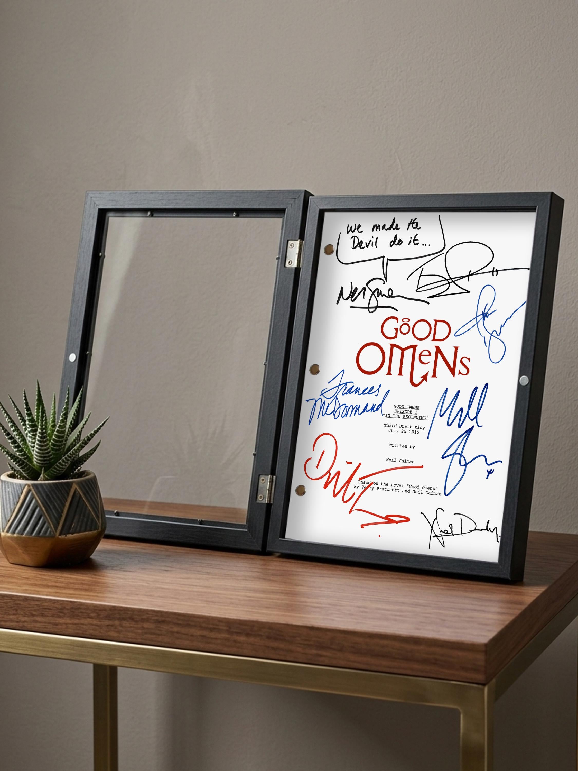 GOOD OMENS Signed TV Pilot Script, Framed Screenplay Reproduction