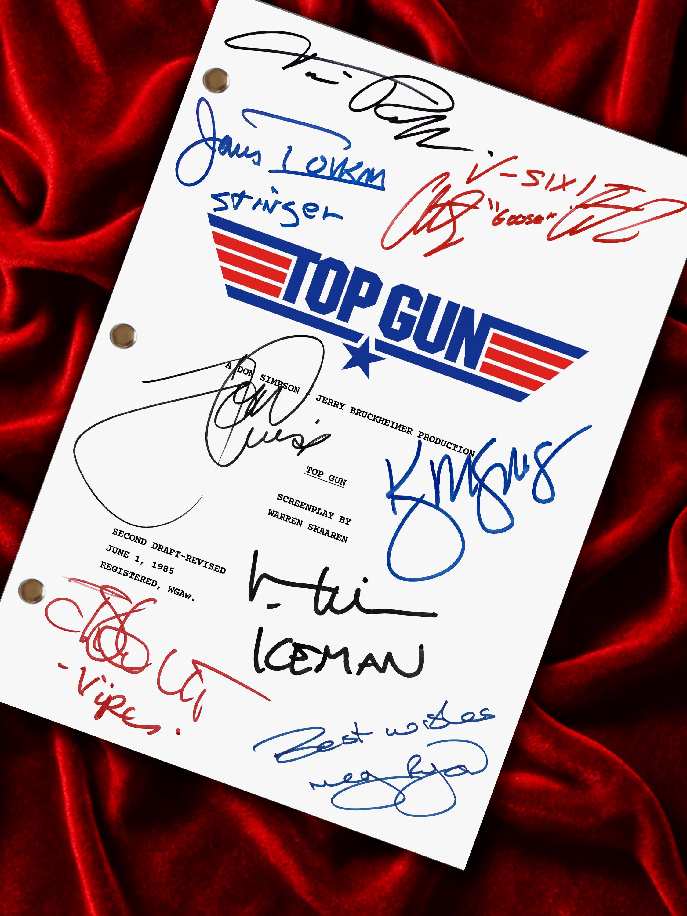 TOP GUN Signed Movie Script, Framed 1986 Full Screenplay Reproduction