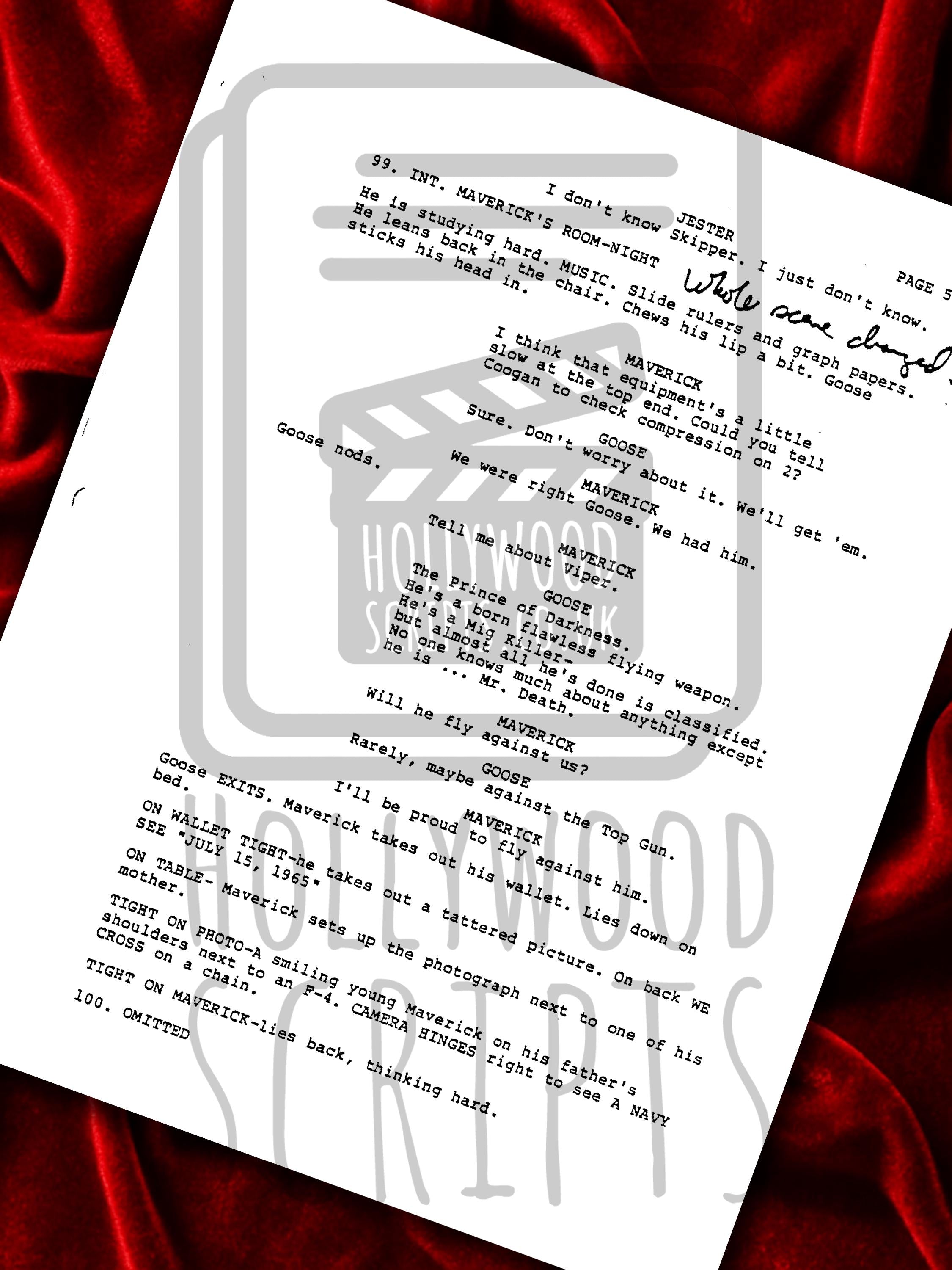 TOP GUN Signed Movie Script, 1986 Full Screenplay Reproduction 40th