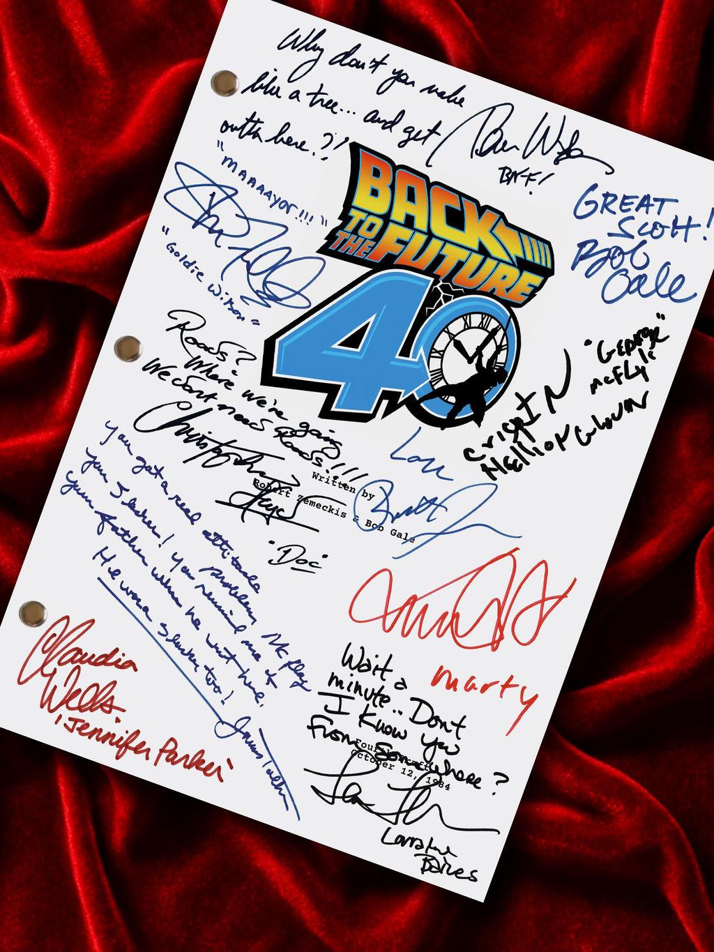 Back To The Future, Signed Movie Script, 40th Anniversary Reproduction