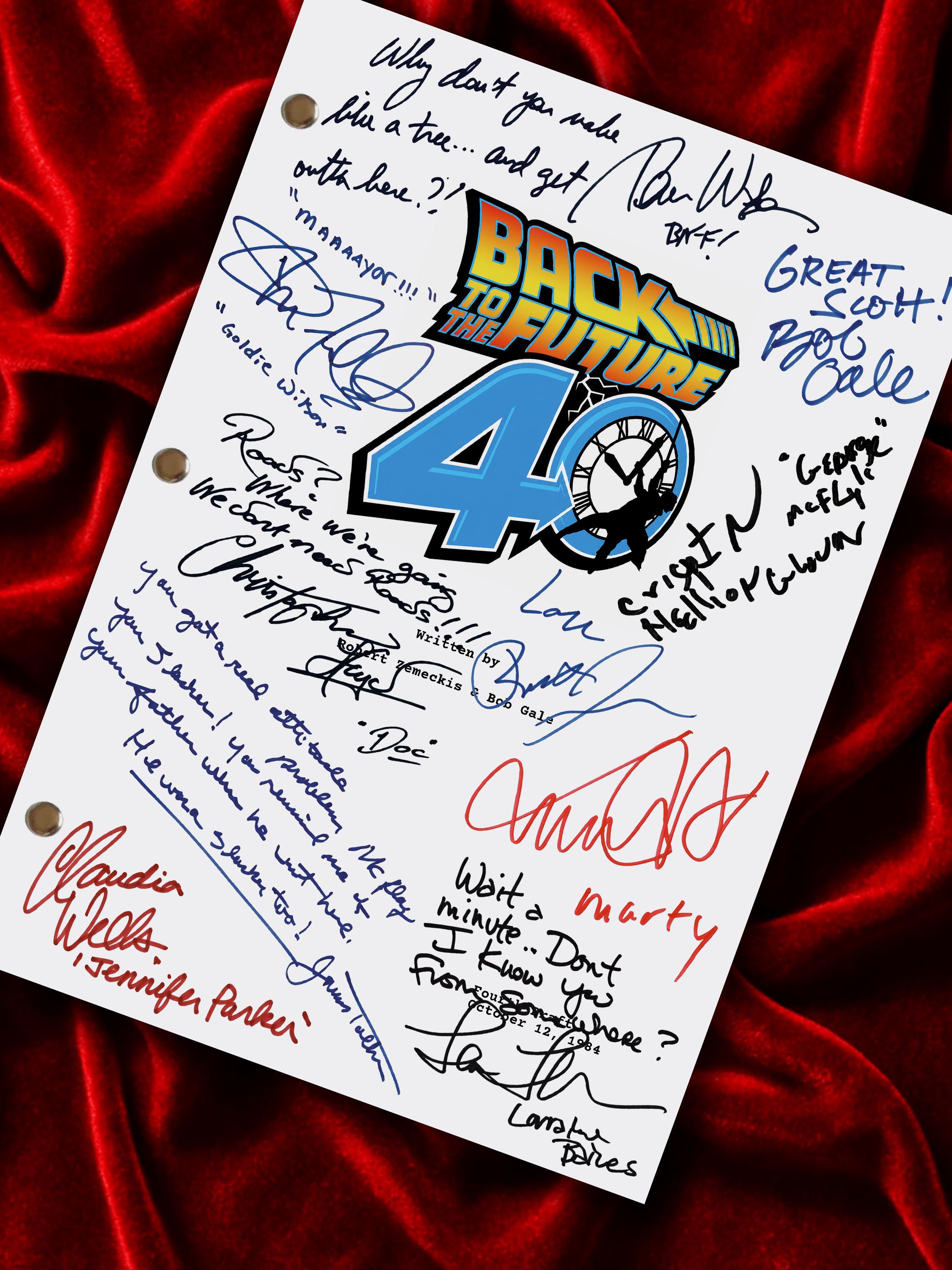 Back To The Future, Signed Movie Script, 40th Anniversary Reproduction