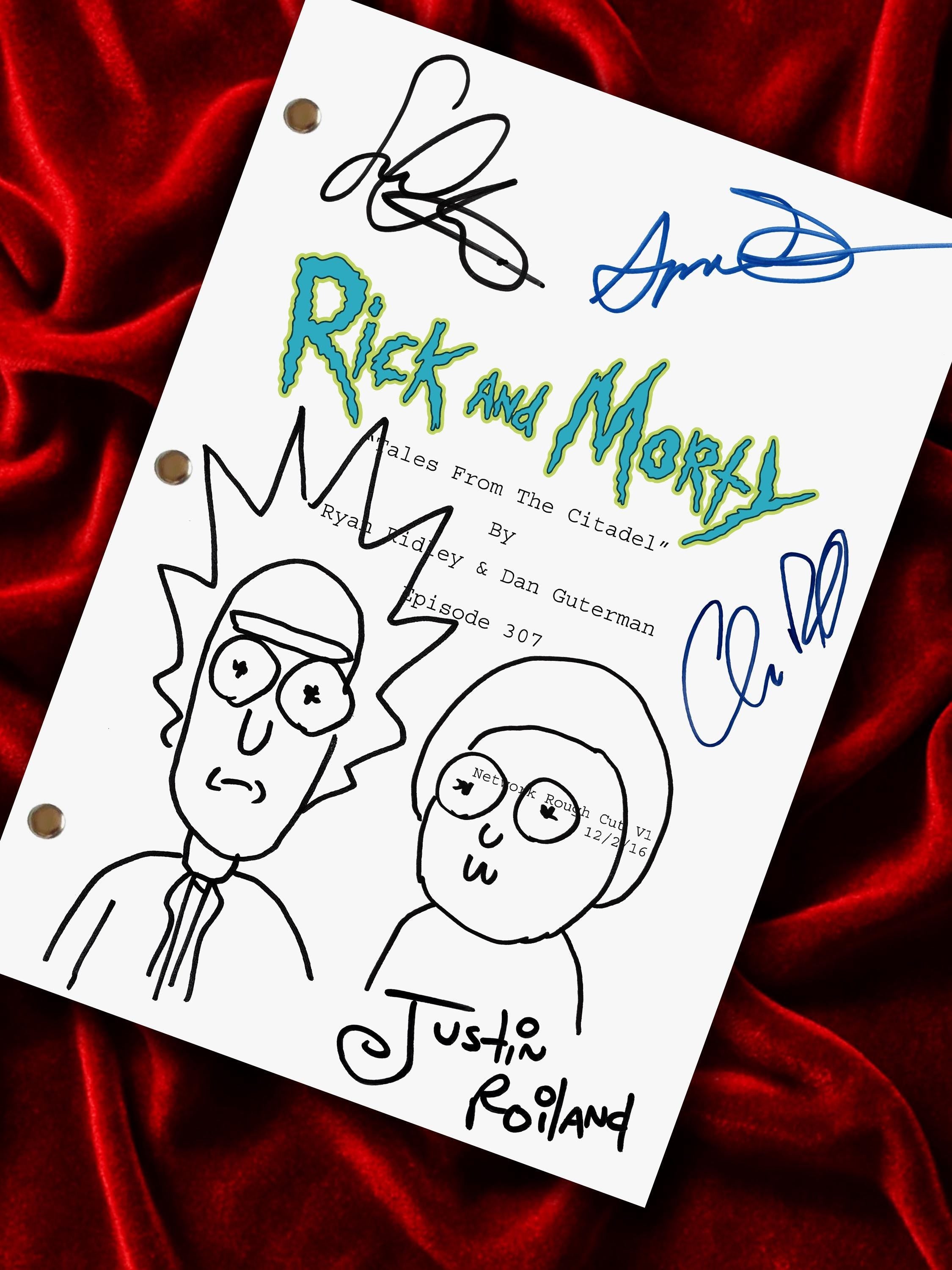 RICK and MORTY Signed TV Script Framed Reproduction