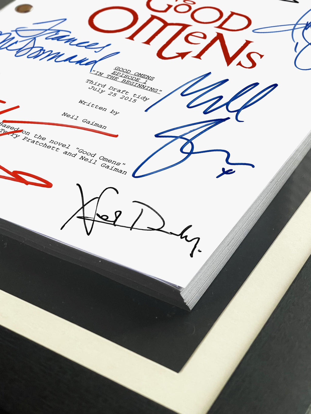 GOOD OMENS Signed TV Pilot Script, Framed Screenplay Reproduction
