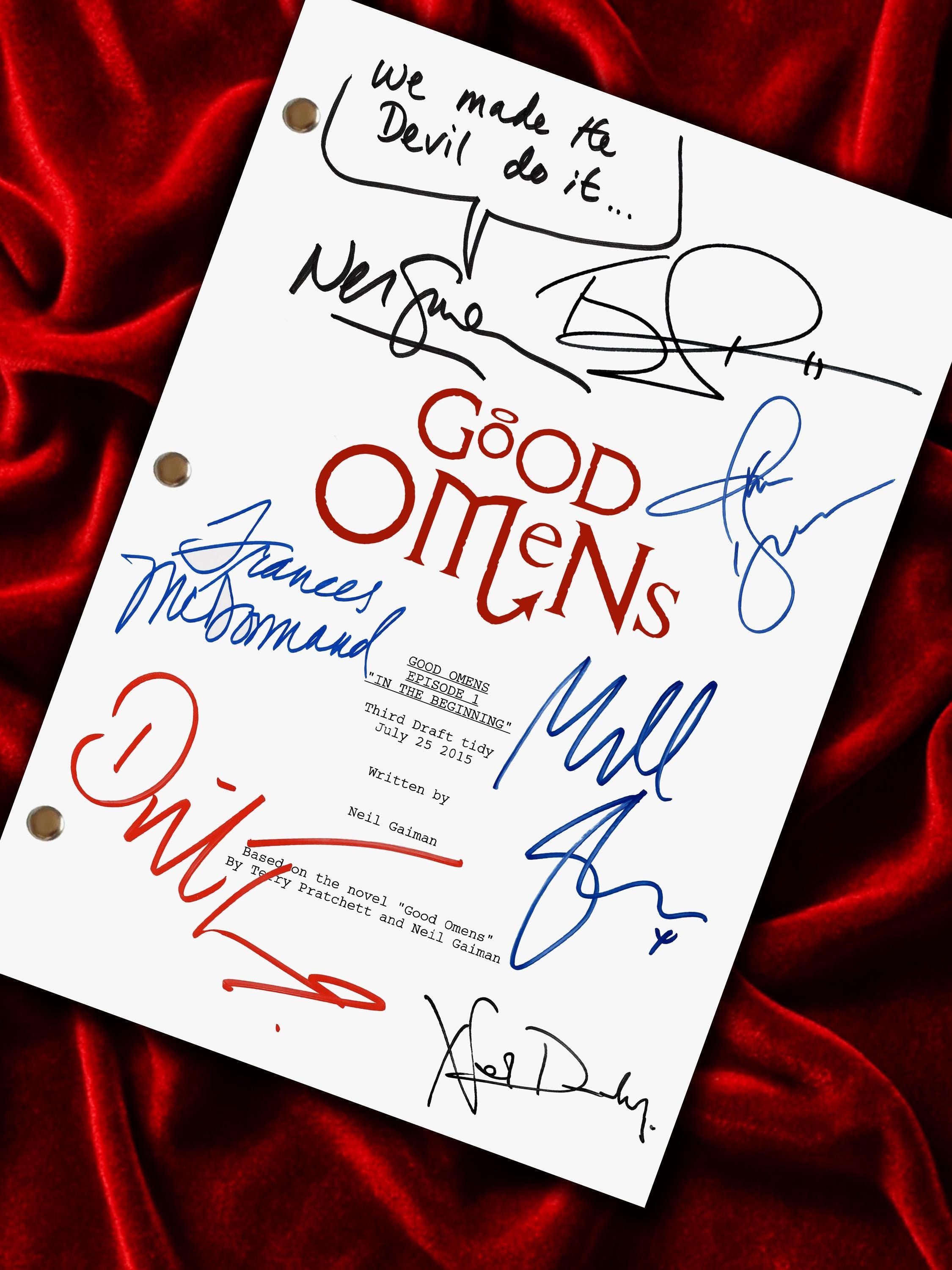 GOOD OMENS Signed TV Pilot Script, Framed Screenplay Reproduction
