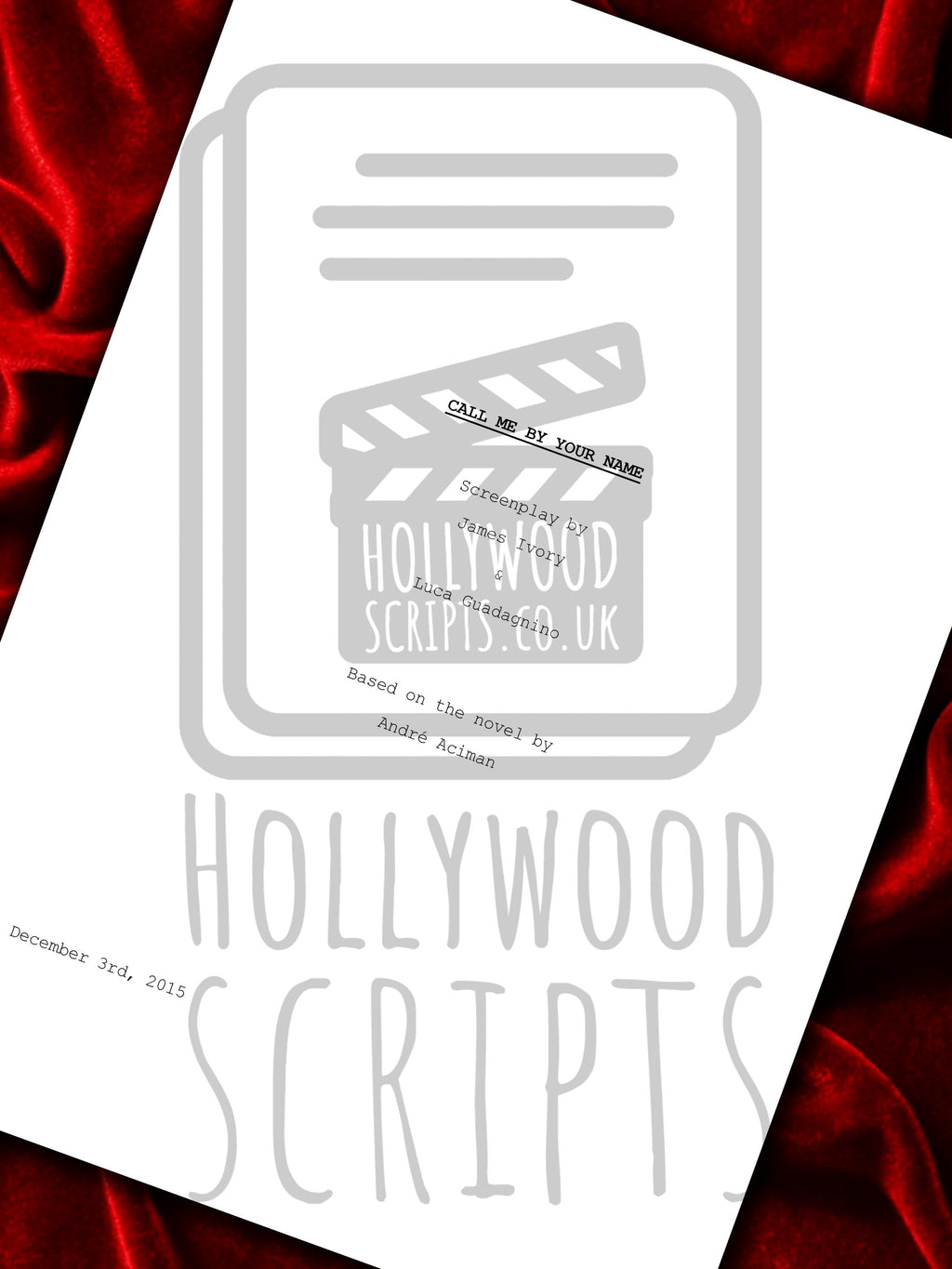 Call Me By Your Name Movie Script, Signed Framed Reproduction