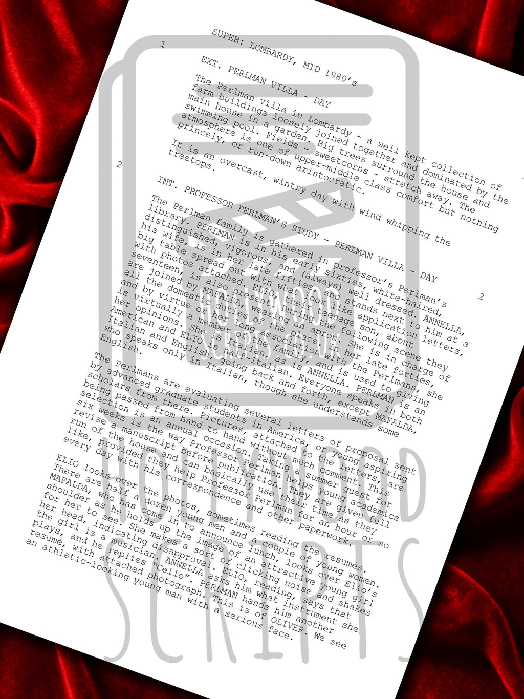 Call Me By Your Name Movie Script, Signed Screenplay Reproduction