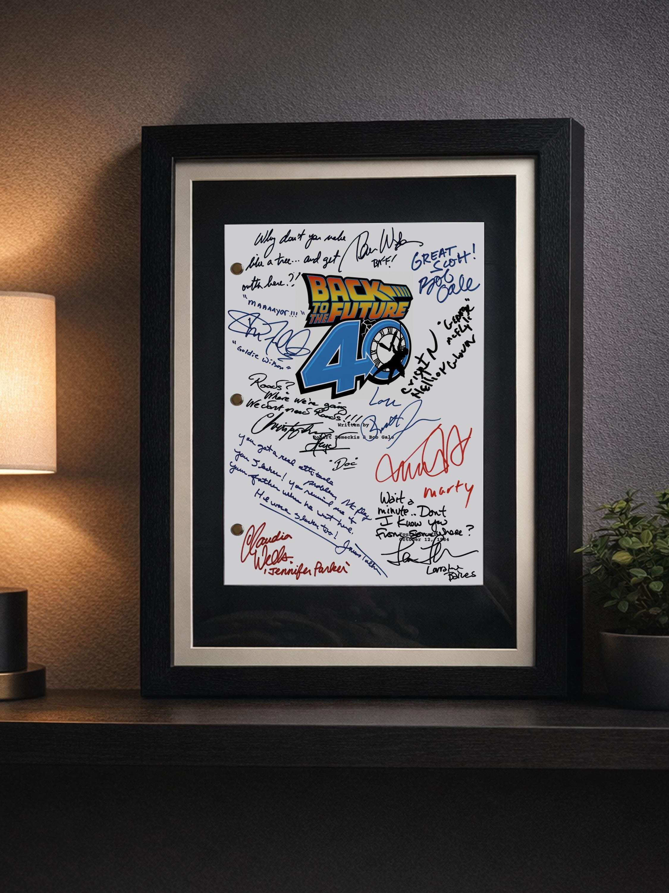 Back To The Future, Signed Movie Script, 40th Anniversary Reproduction