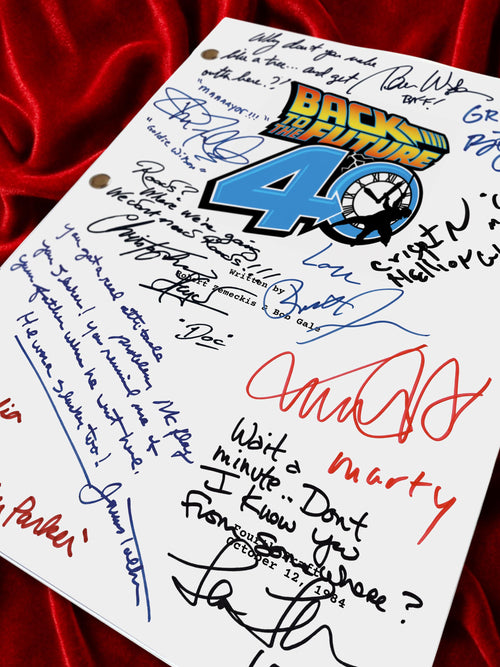 Back To The Future, Signed Movie Script, 40th Anniversary Reproduction