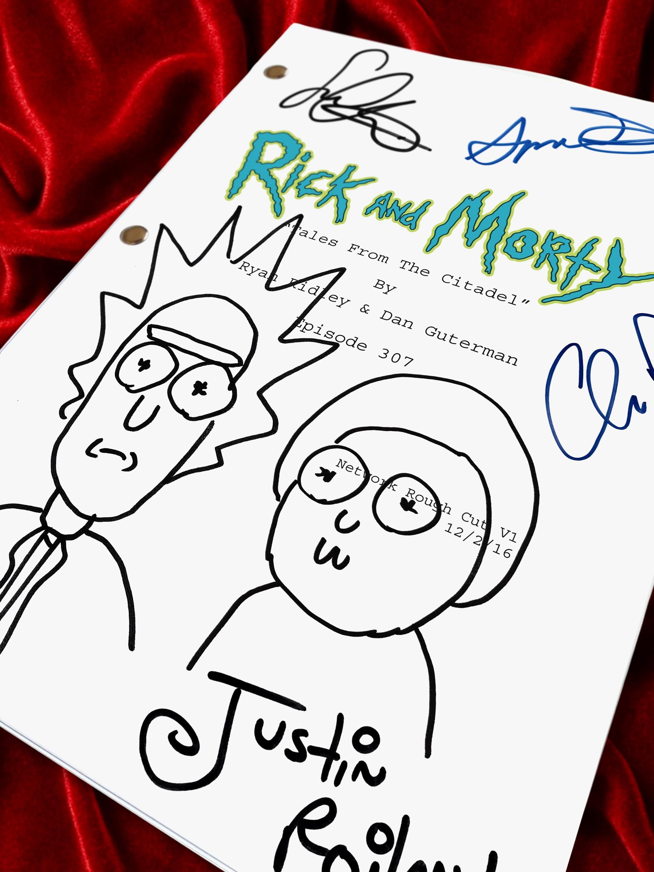 RICK and MORTY Signed TV Script Framed Reproduction