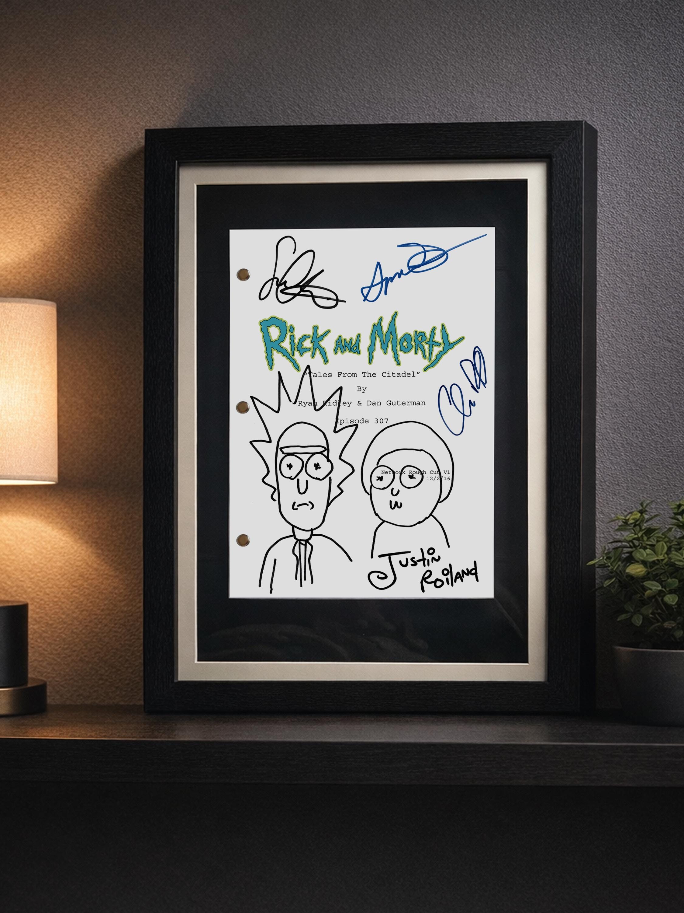 RICK and MORTY Signed TV Script Framed Reproduction