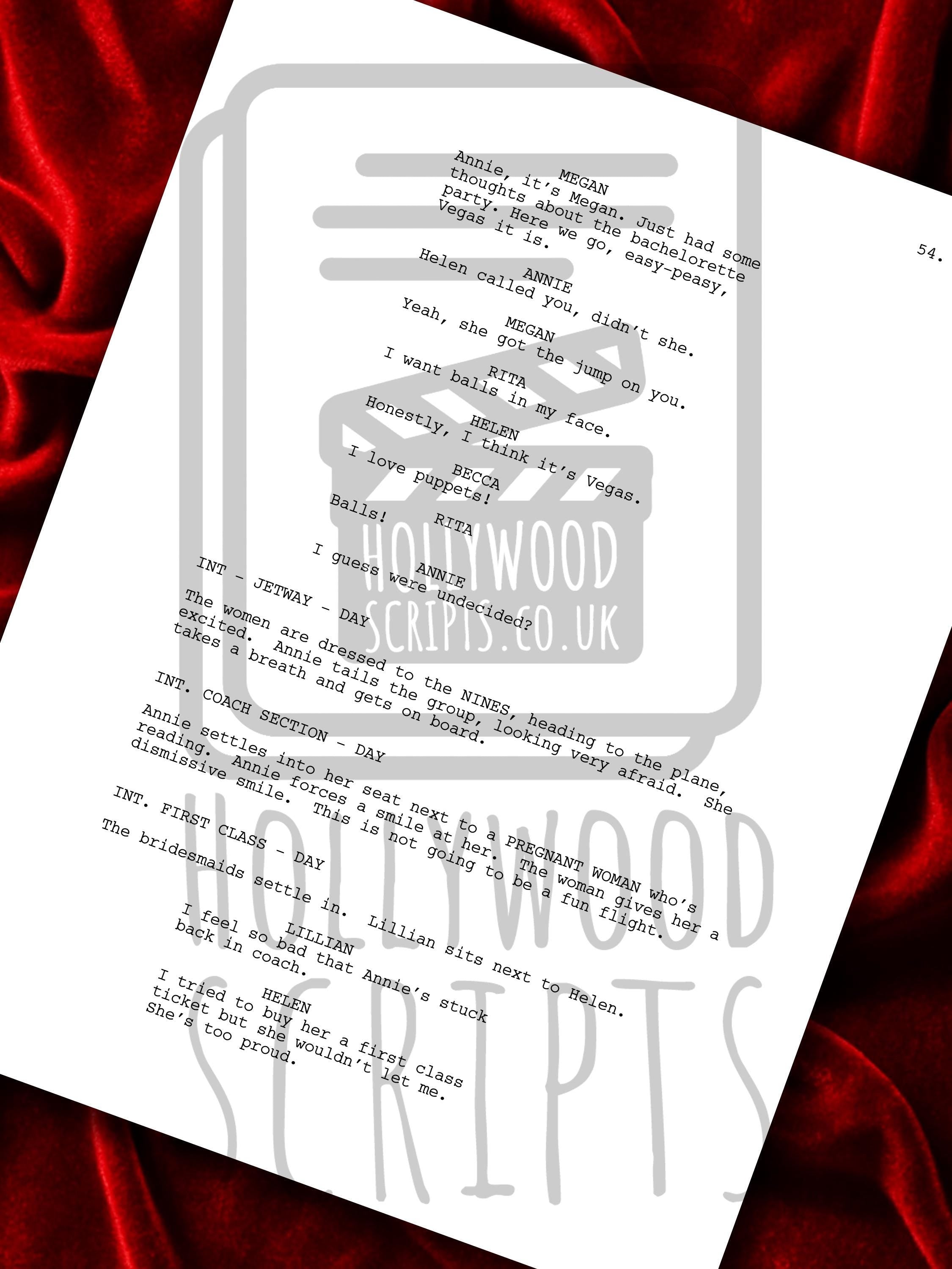Bridesmaids, Signed Movie Script, Screenplay Reproduction