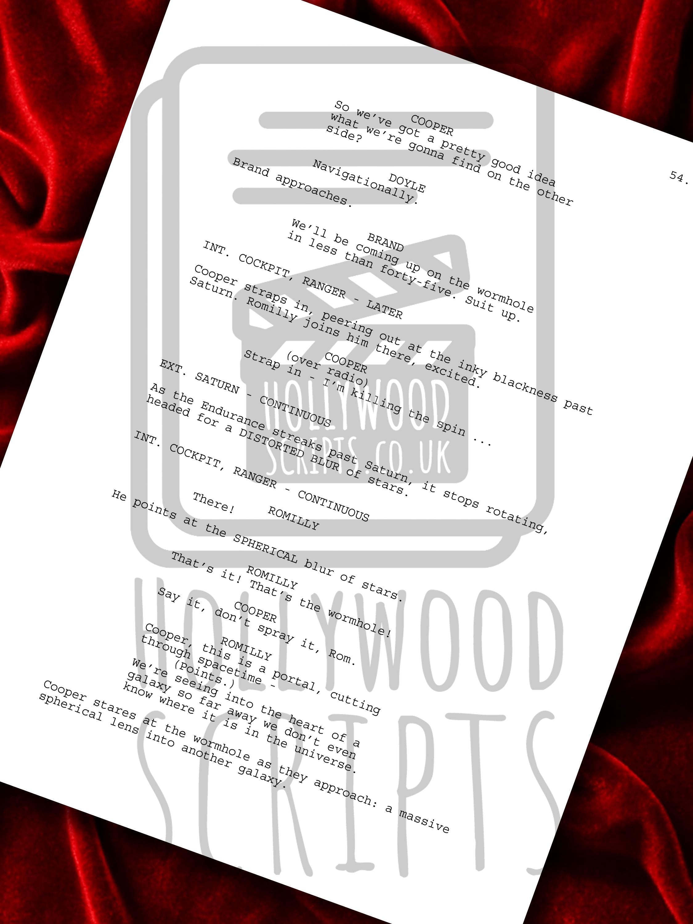 INTERSTELLAR Movie Script, Signed Screenplay Reproduction