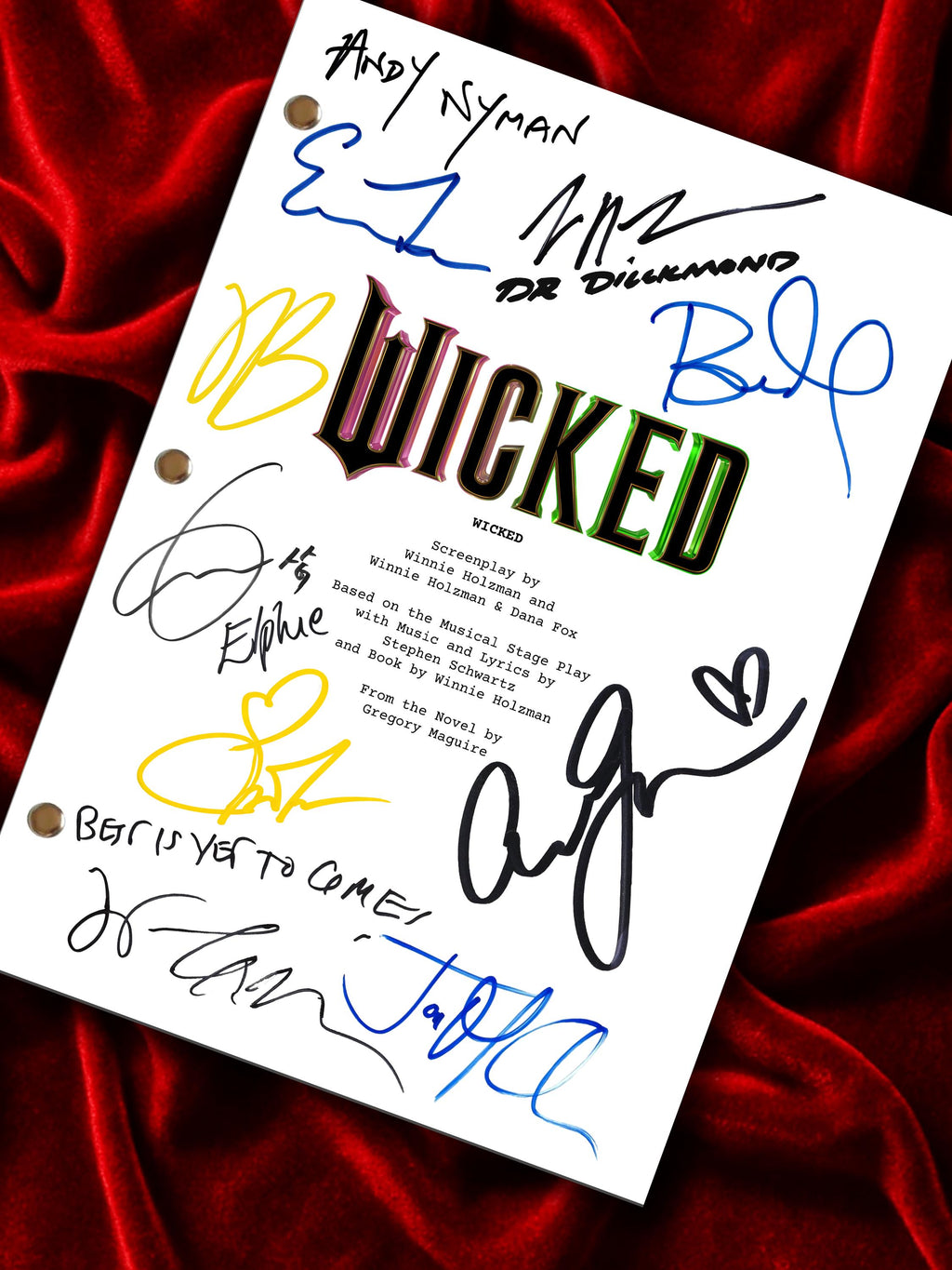 Wicked Merchandise Signed Movie Script Screenplay Reproduction