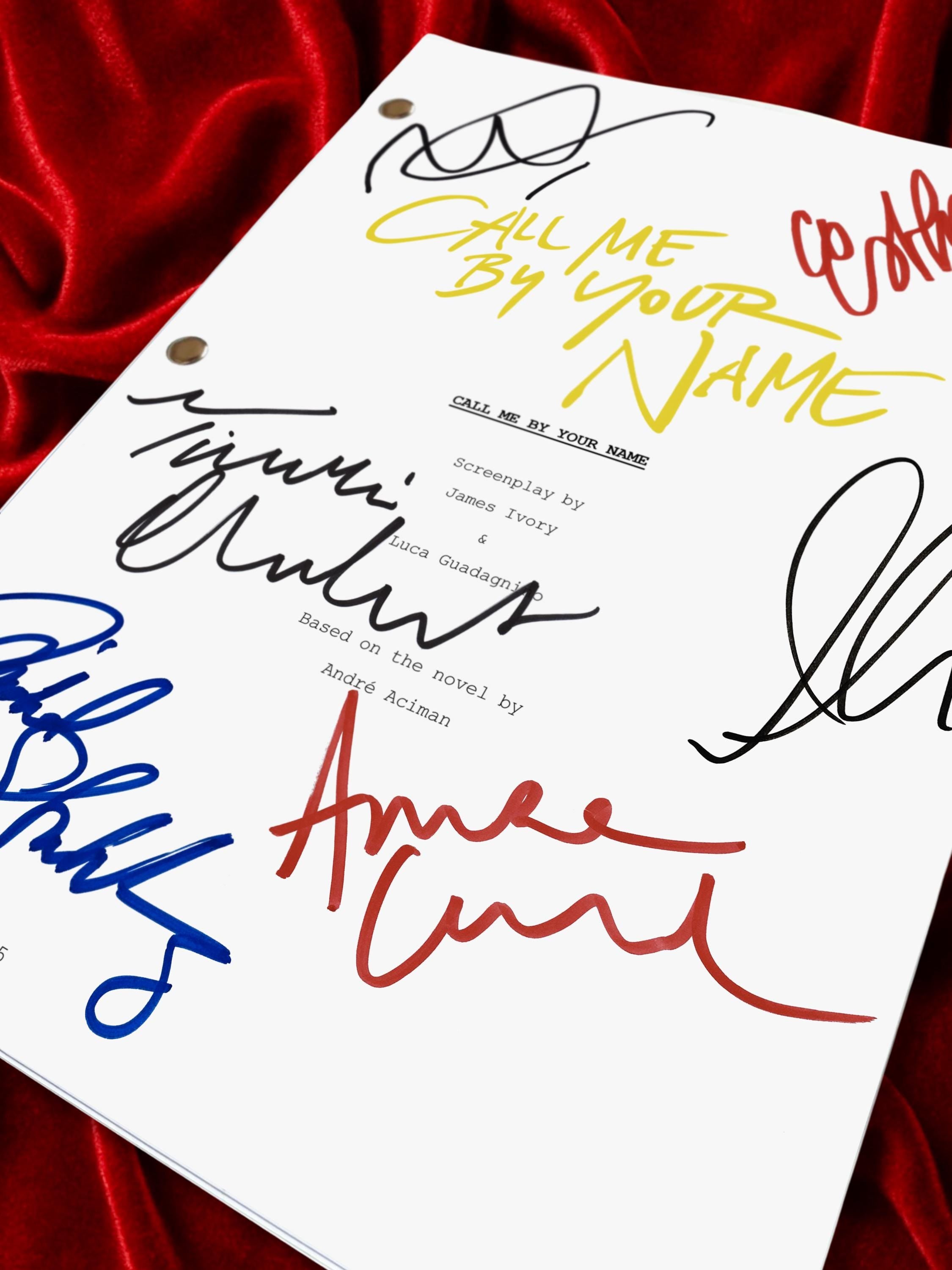 Call Me By Your Name Movie Script, Signed Screenplay Reproduction