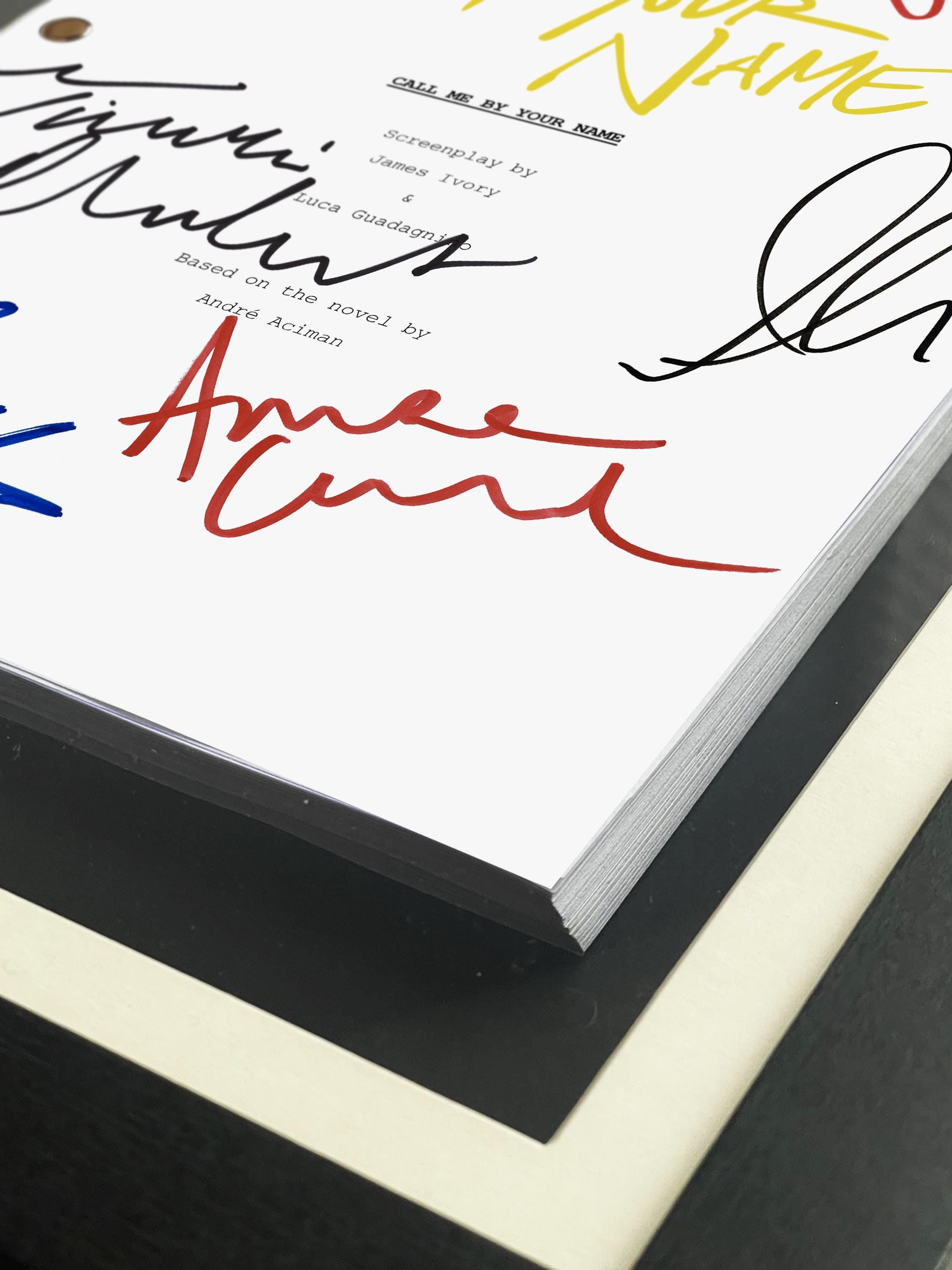 Call Me By Your Name Movie Script, Signed Framed Reproduction