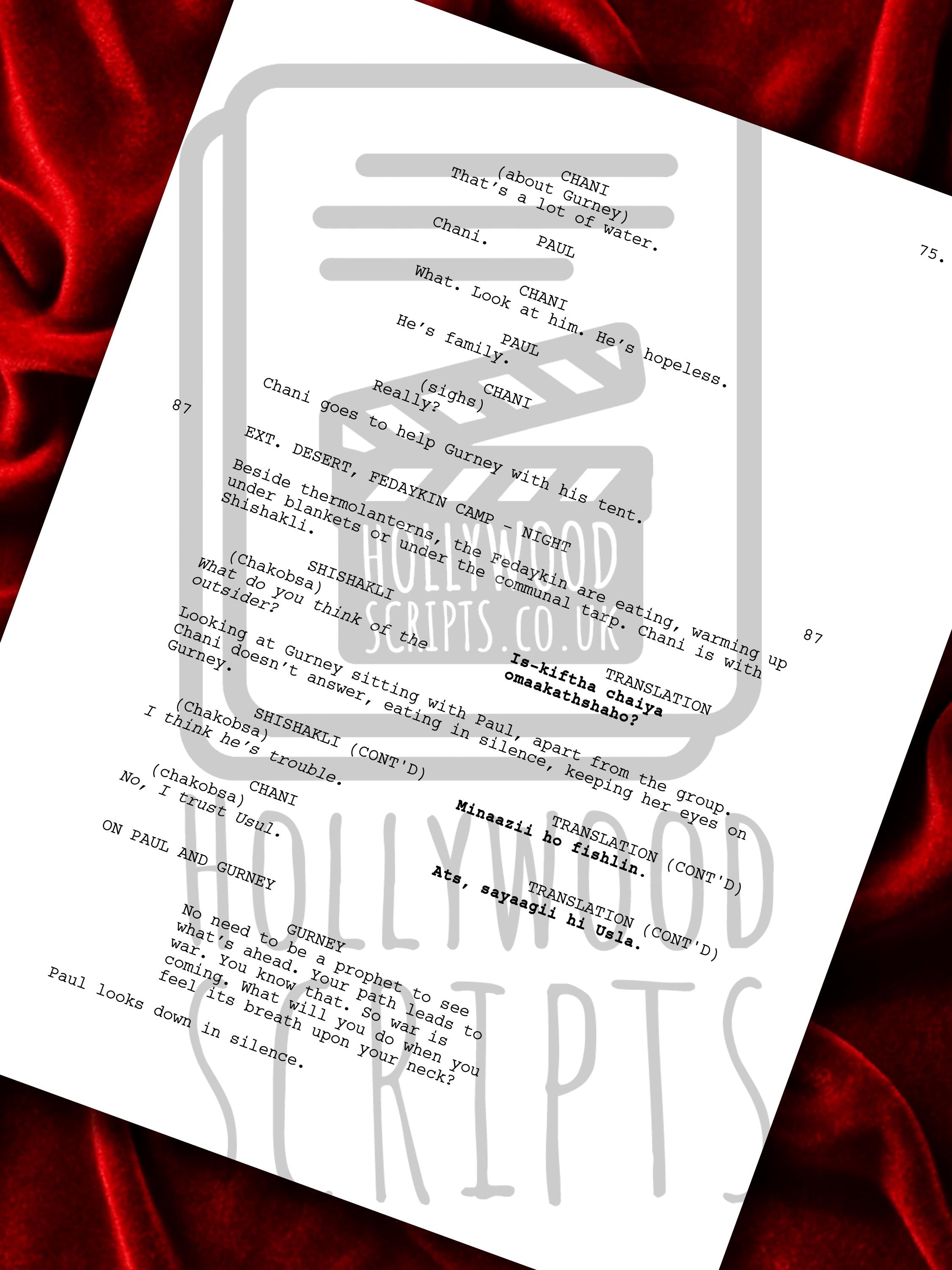 DUNE: Part Two Movie Script, Signed Screenplay Reproduction