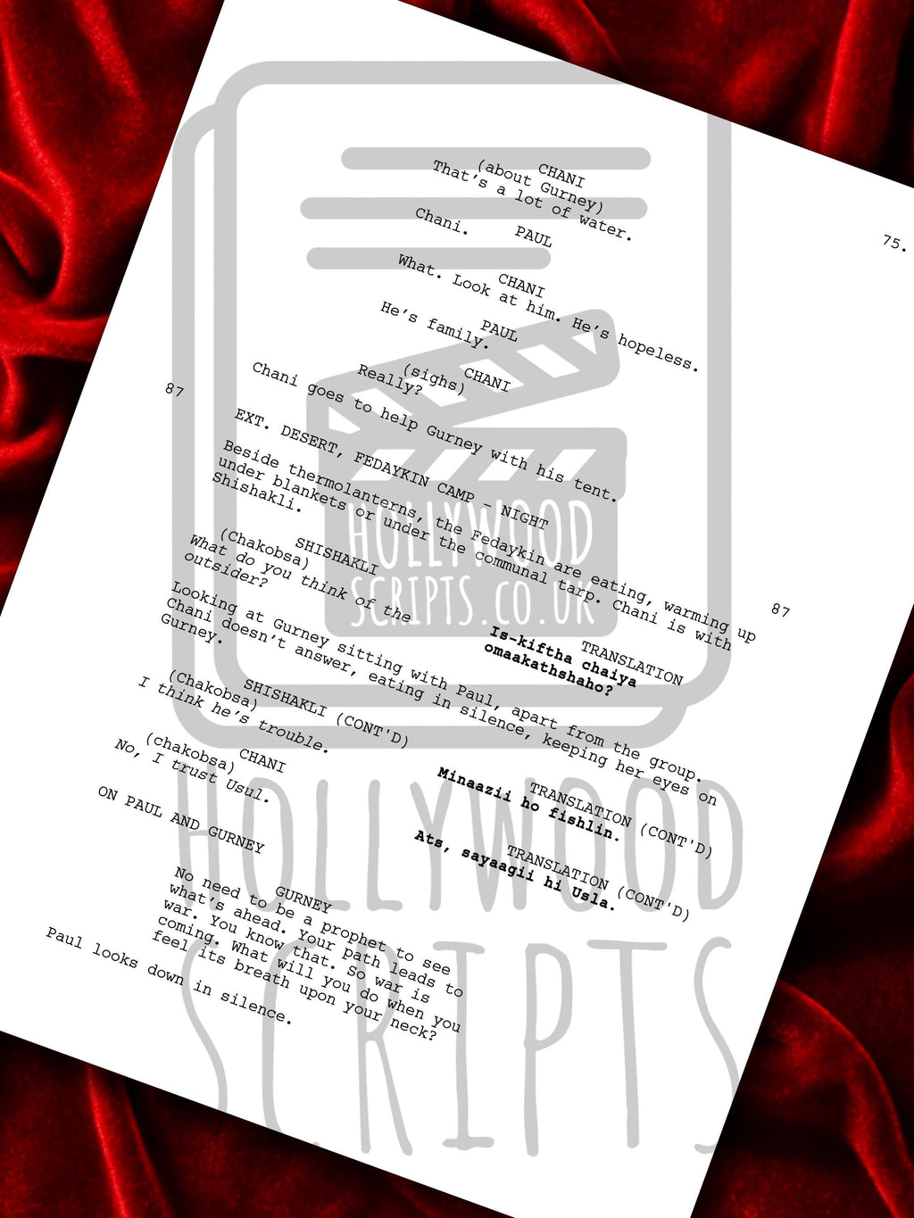 DUNE: Part Two Movie Script, Signed Framed Screenplay Reproduction