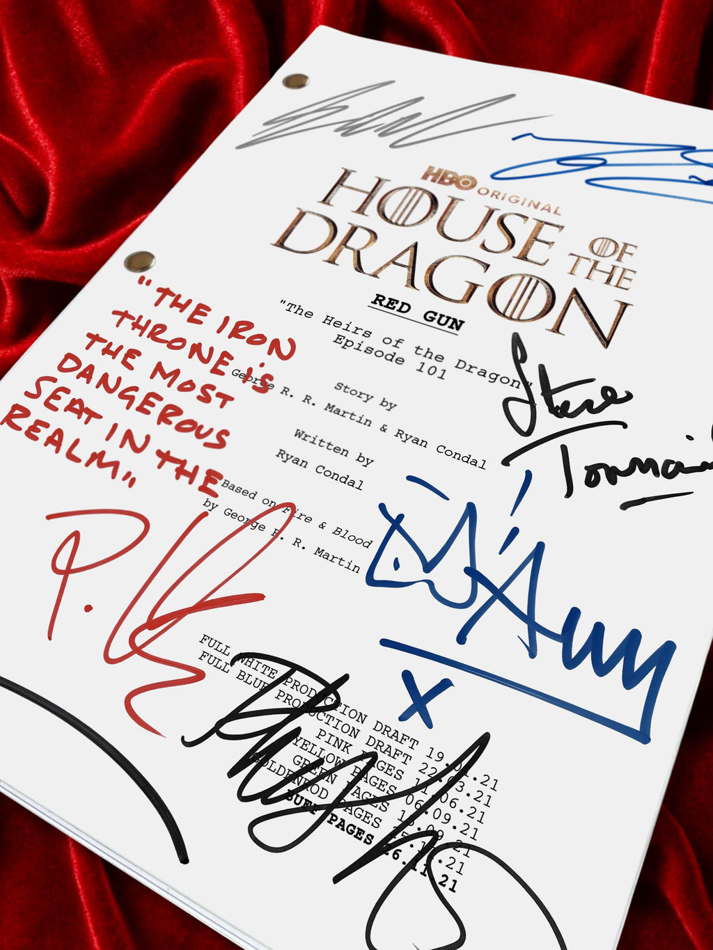 House of the Dragon Signed TV Script Reproduction Framed Screenplay