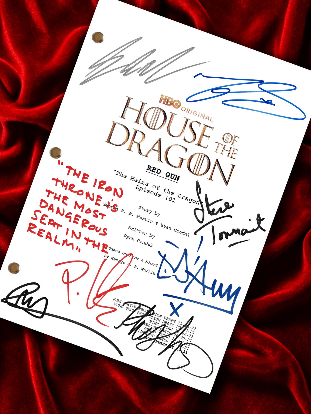 House of the Dragon Signed TV Script Reproduction Framed Screenplay