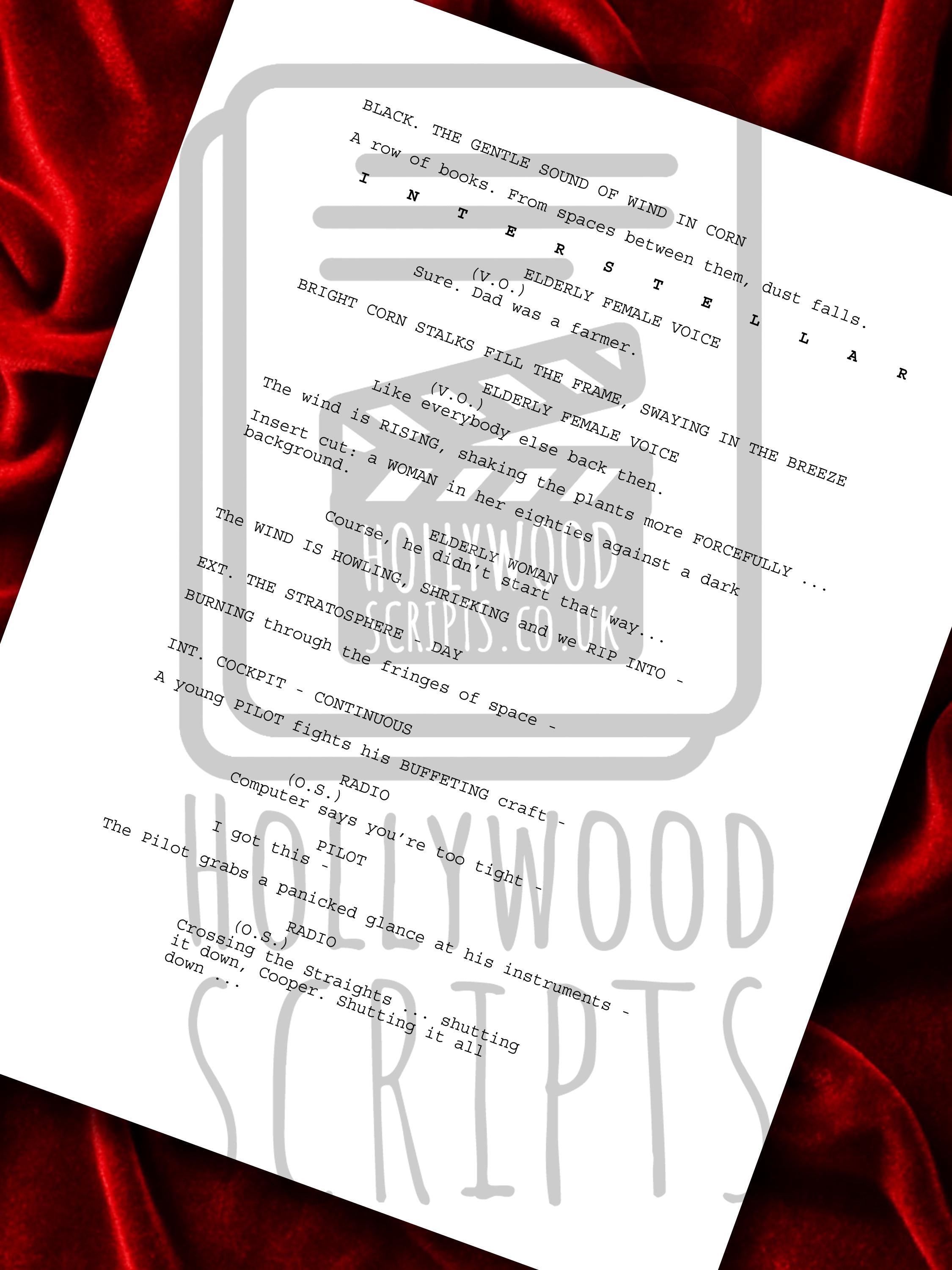 INTERSTELLAR Movie Script, Signed Screenplay Reproduction