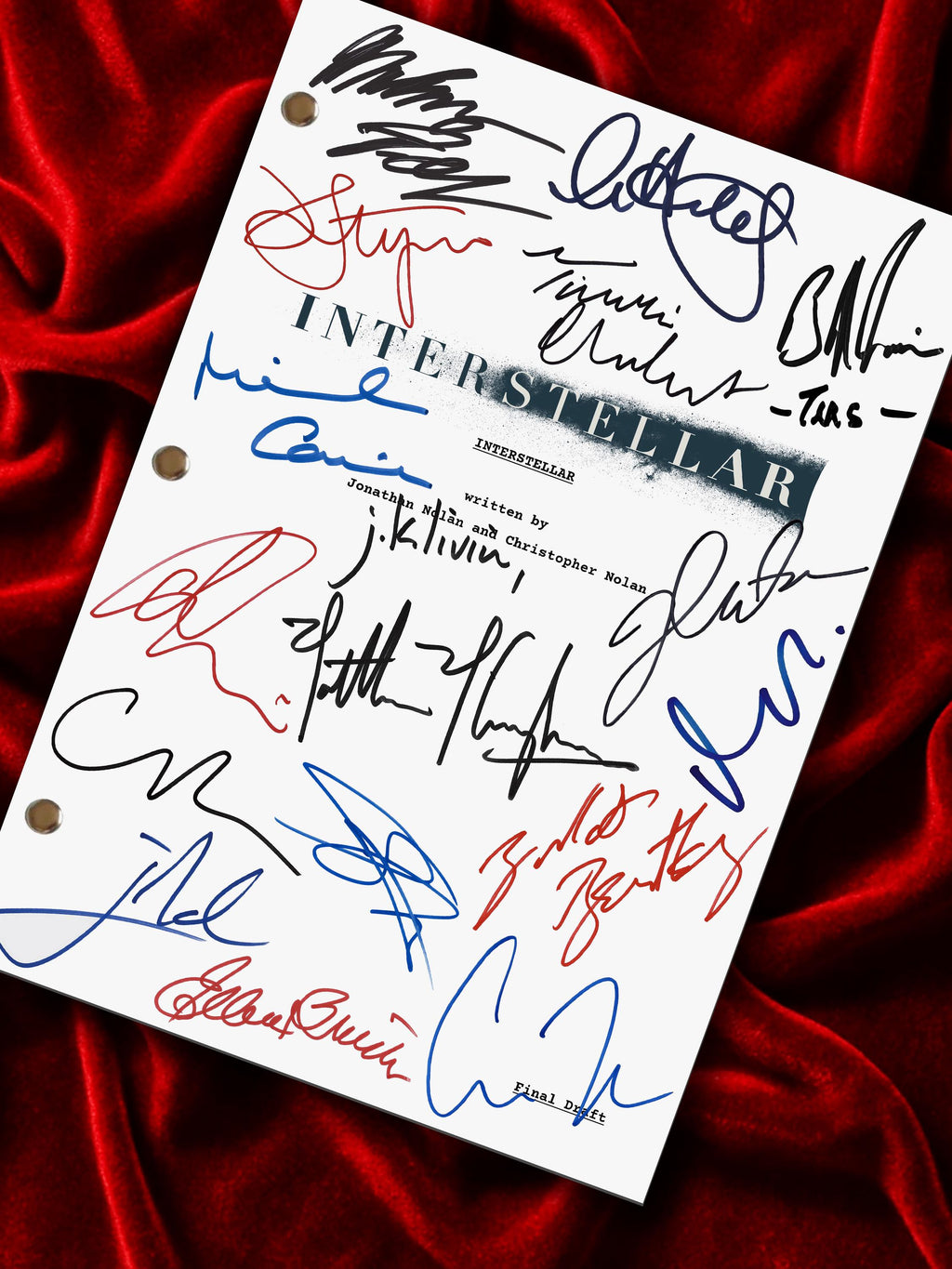 INTERSTELLAR Movie Script, Signed Screenplay Reproduction