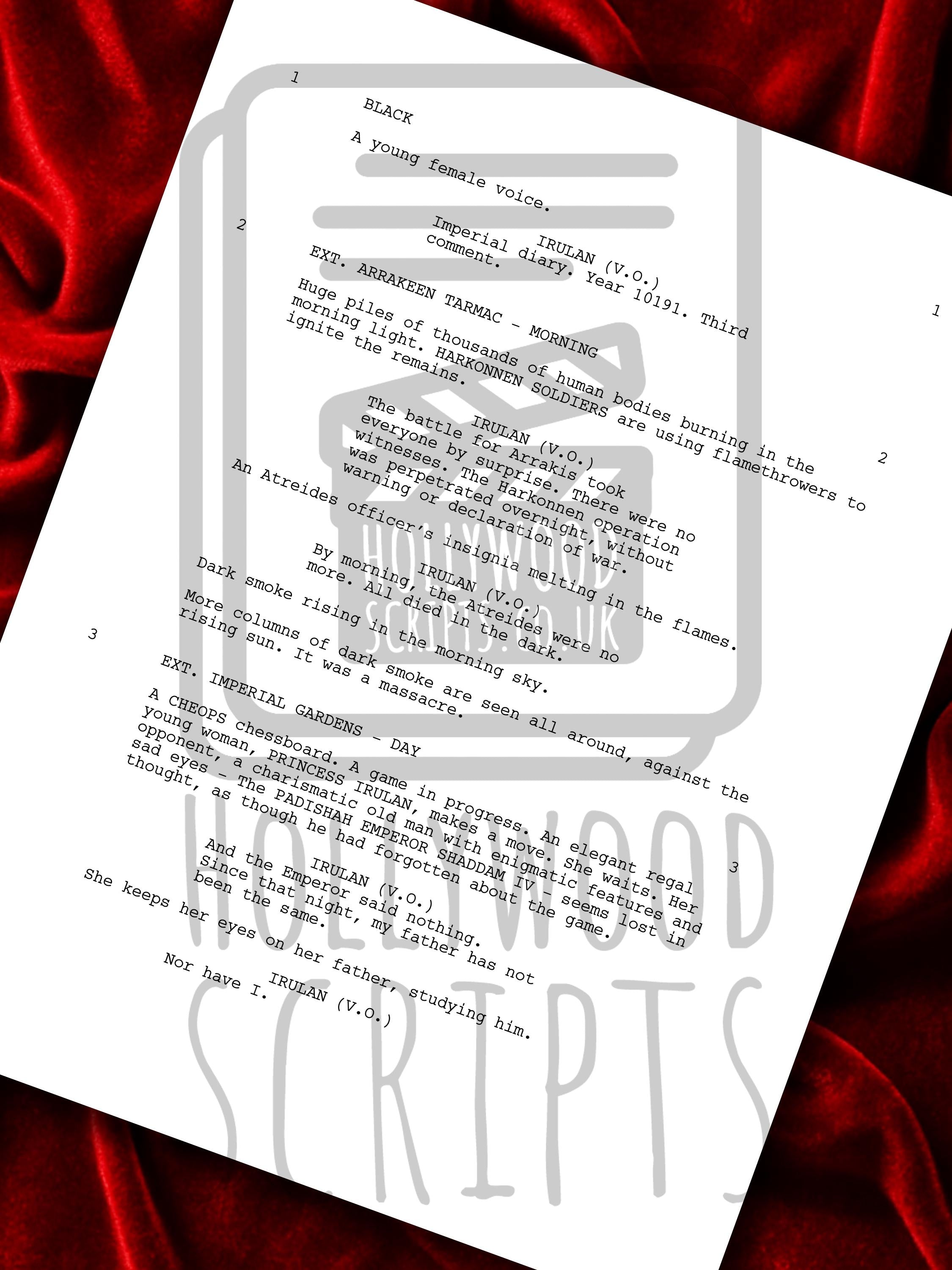 DUNE: Part Two Movie Script, Signed Framed Screenplay Reproduction