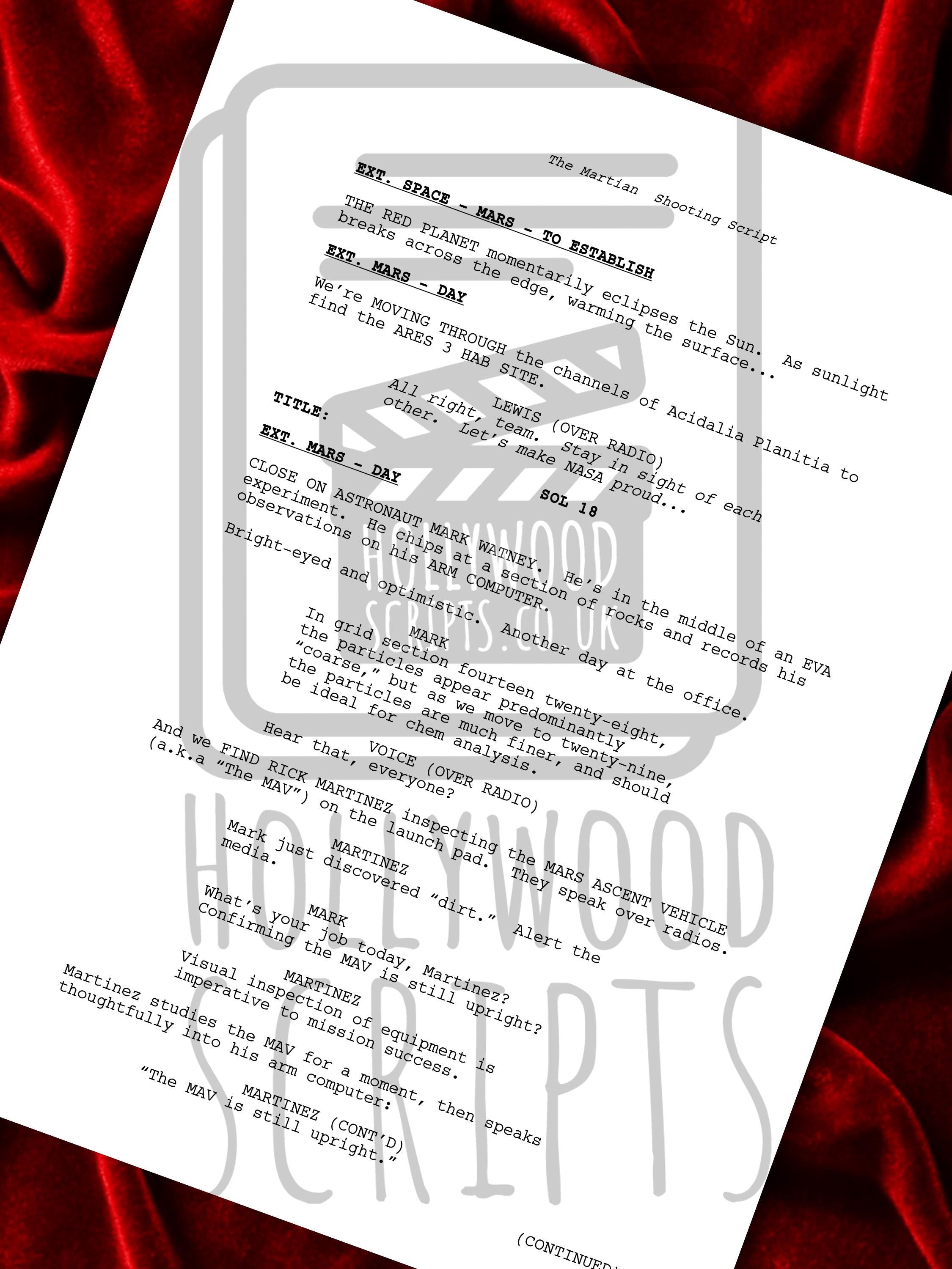 THE MARTIAN Signed Movie Script Framed Screenplay Reproduction